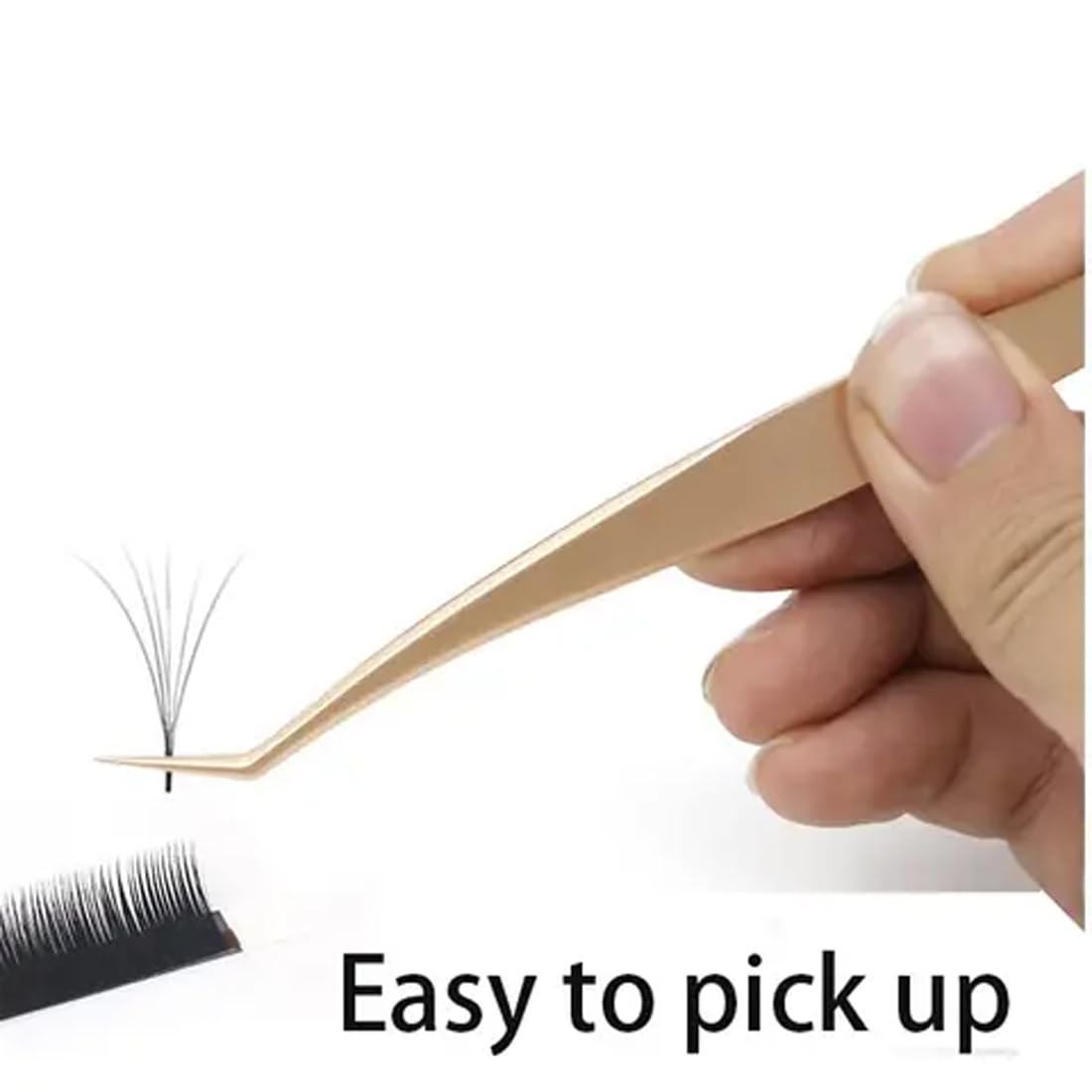 Premium 3-Piece Eyelash Extension Tweezers Set - Golden Volume, Precision Straight & Curved Tweezers with Metal Storage Box | Professional Lash Tools for Salon & Home Use
