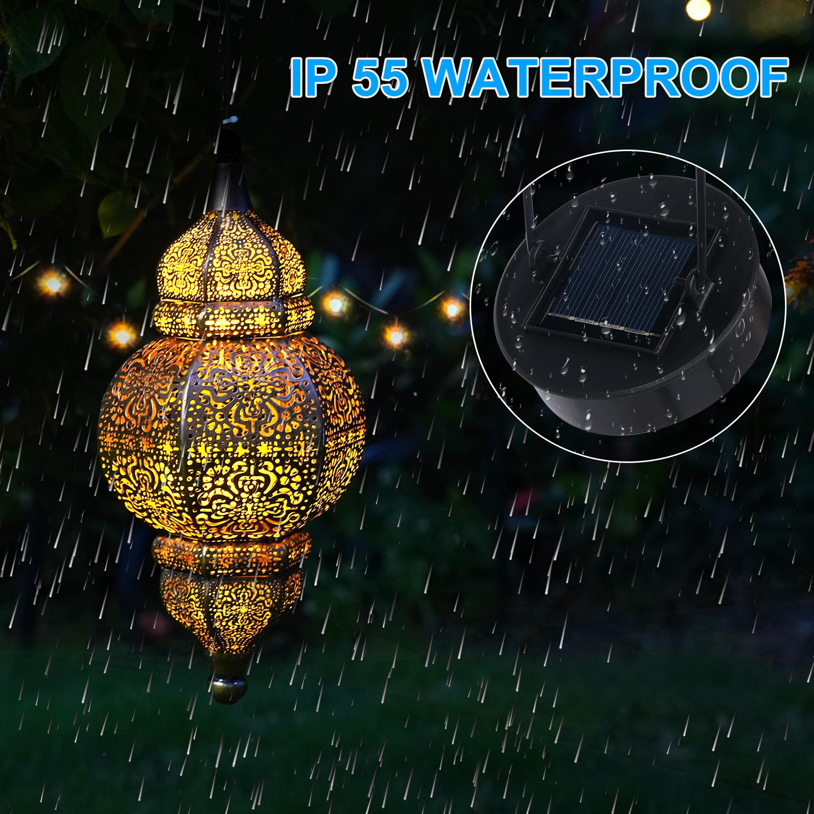 Solar Powered Hanging Lanterns - Waterproof Outdoor Moroccan Metal Lights for Patio, Garden, Pathway, Yard & Porch Decor | Perfect for Evening Ambiance, Parties & Backyard Lighting