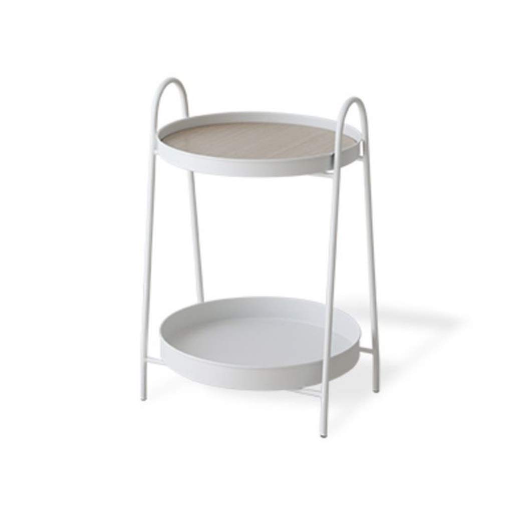 2-Tier Round Metal Coffee Table - Modern Minimalist Side Table for Living Room, Bedroom & Kitchen - Compact End Table with Storage Shelf for Small Spaces - Perfect for Sofa, Bedside & Home Decor