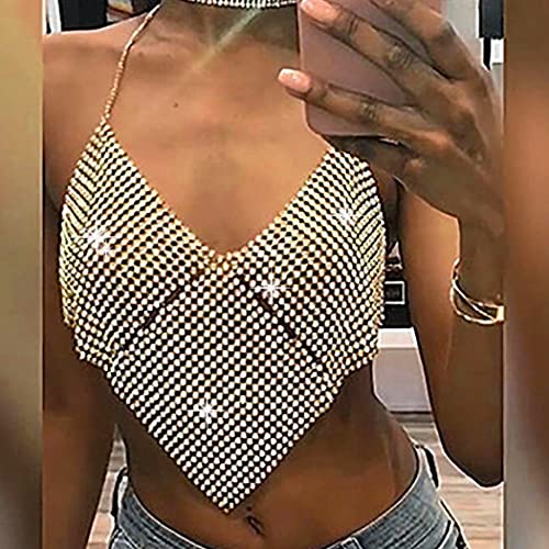 Boho Crystal Body Chain - Gold Rhinestone Body Jewelry for Women & Girls | Sexy Beach Bikini Accessories | Perfect for Music Festivals, Pool Parties & Summer Vacations