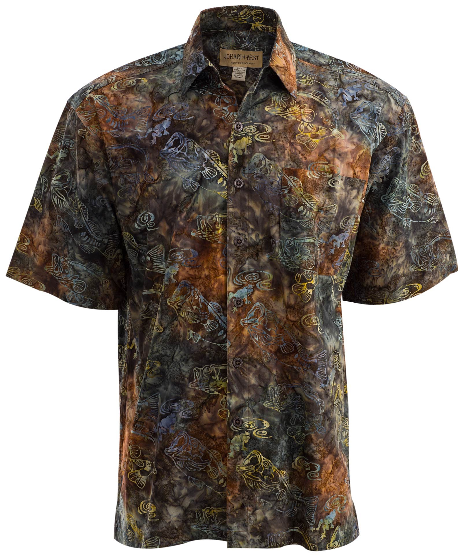 Bass Bend Tropical Hawaiian Batik Shirt for Men - Breathable Short Sleeve Button Up Shirt with Vibrant Floral Print - Perfect for Beach Vacation, Luau Party & Summer Outfits
