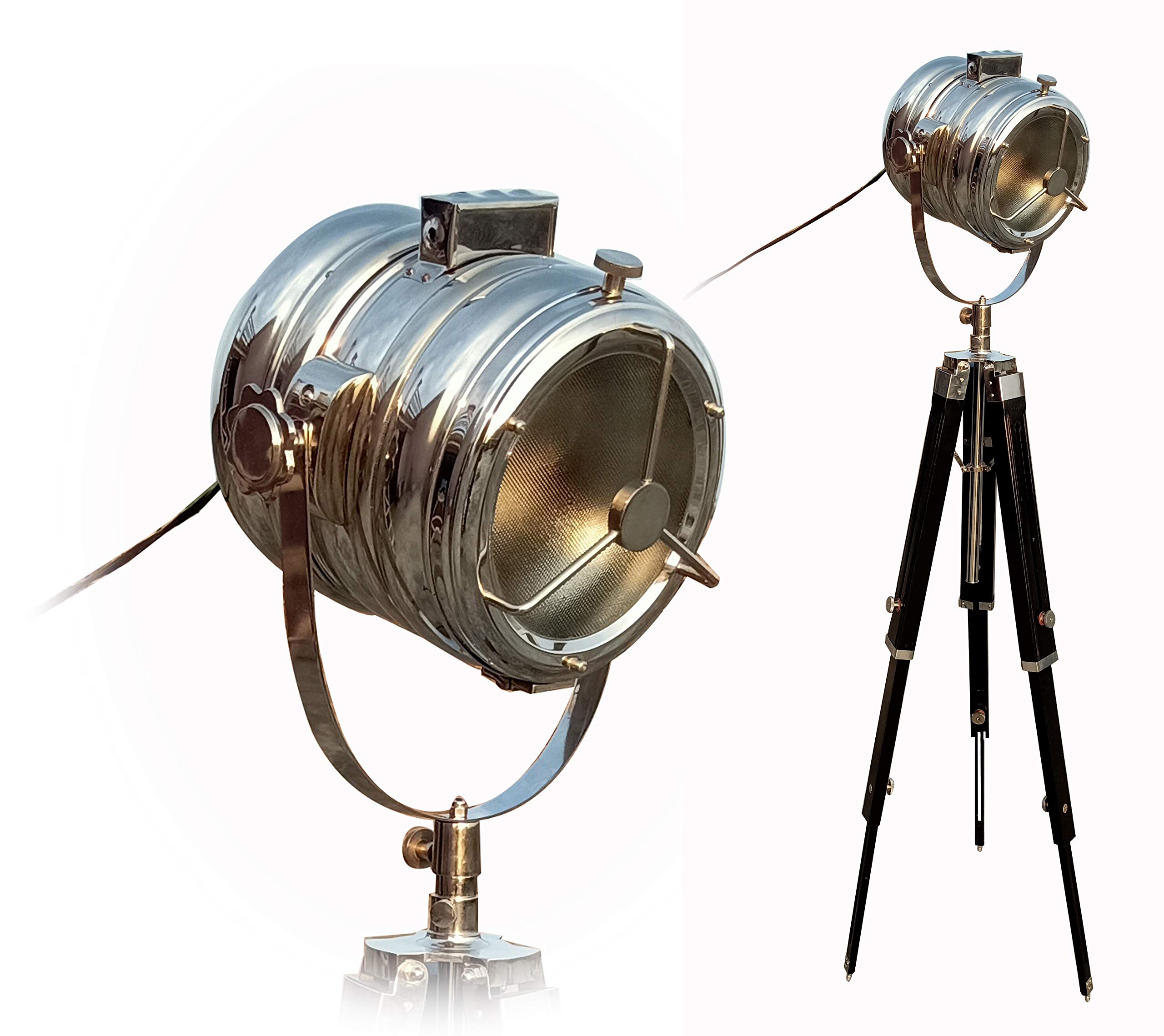 Vintage Style Nautical Floor Lamp with Tripod Base - Modern Spot Light for Home Office Decor, Rustic Industrial Lighting - Perfect for Living Room, Bedroom, or Study Area