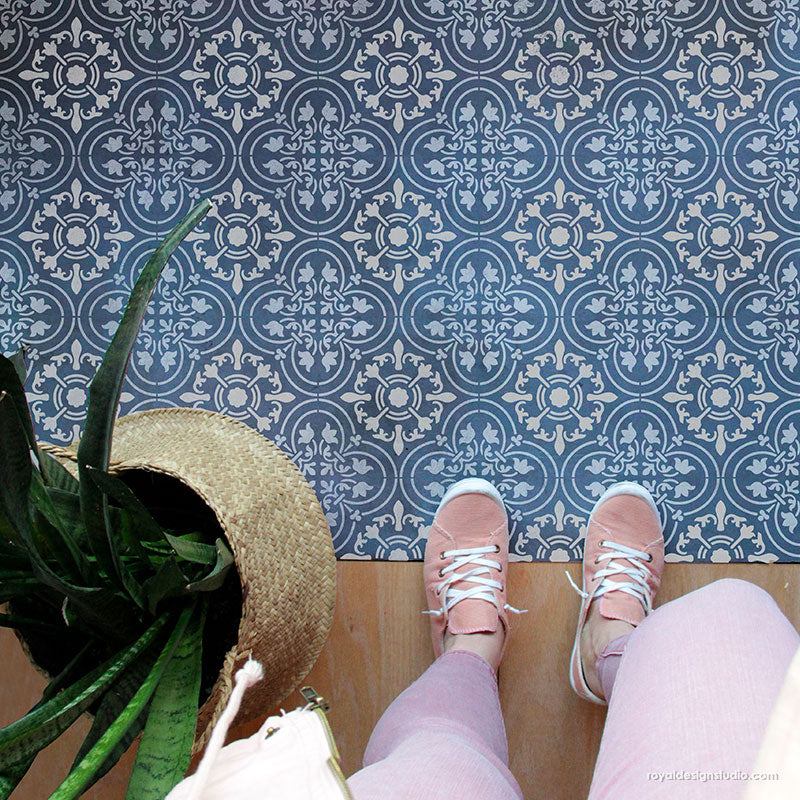 Palladium Tile Allover Stencil - Reusable DIY Wall Stencil for Home Decor, Bathroom, Kitchen Backsplash - Perfect for Painting Patterns on Walls, Floors, and Furniture