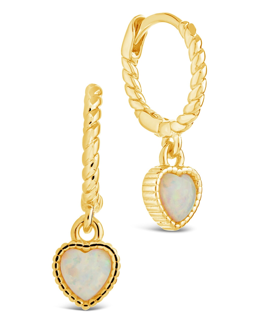 Elegant Meredith Braided Opal Heart Drop Hoop Earrings for Women – Perfect for Valentine's Day, Anniversary Gifts & Special Occasions