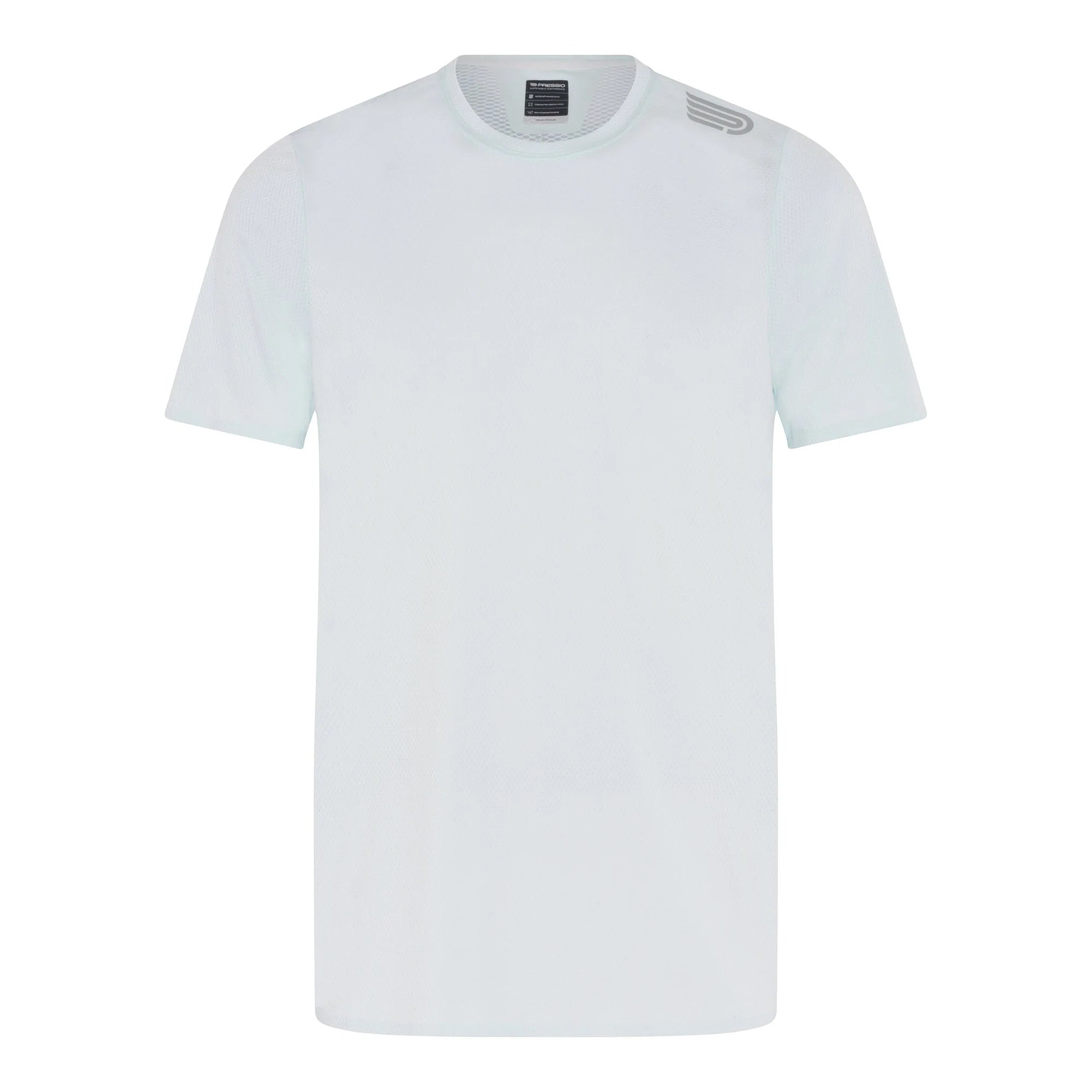 Pressio Men's Running Shirt - Elite Performance Short Sleeve Top for Marathon & Training (Silver/Black) - Moisture Wicking & Breathable for Gym, Jogging & Outdoor Sports