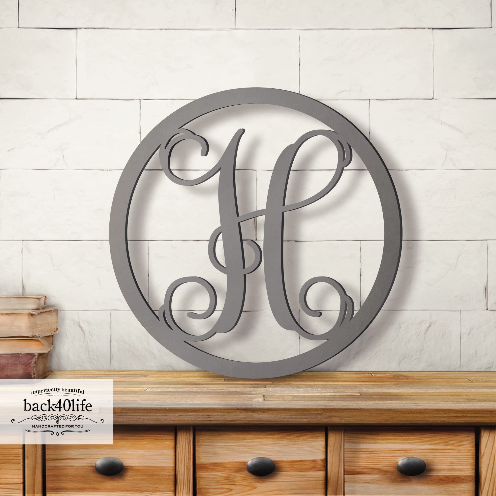 DIY Unfinished Wood Letters for Nursery Decor - Vines Circle Letter for Home & Crafts