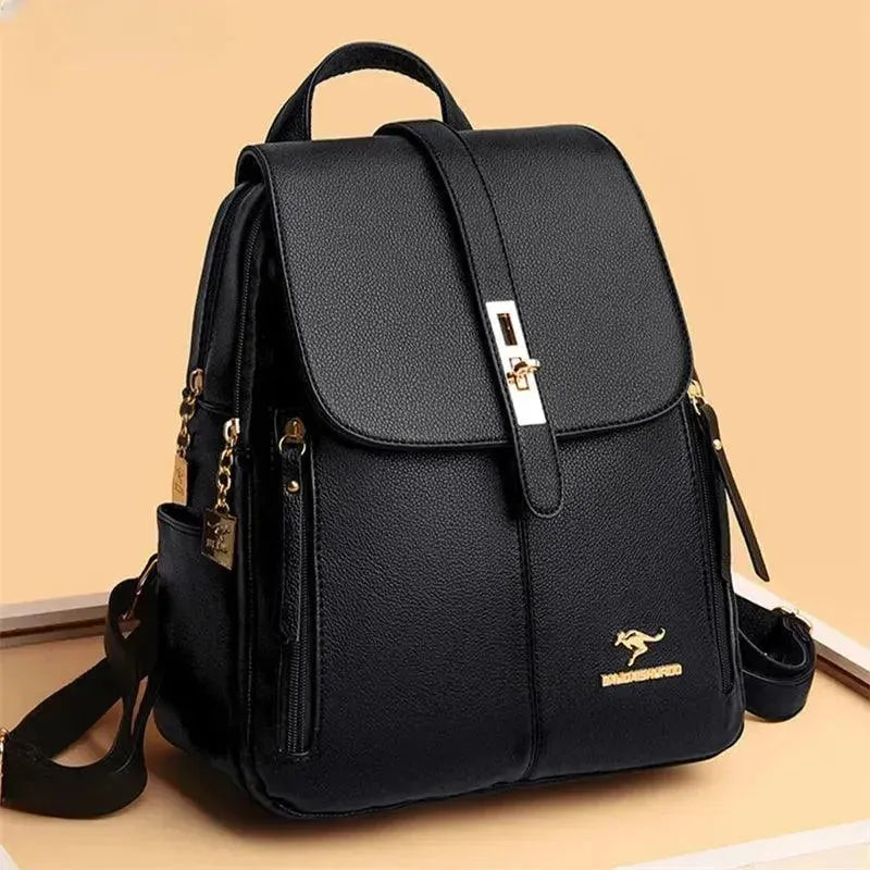 Vintage Style Luxury Leather Women's Backpack - Fashionable Travel & Work Bag for Everyday Use