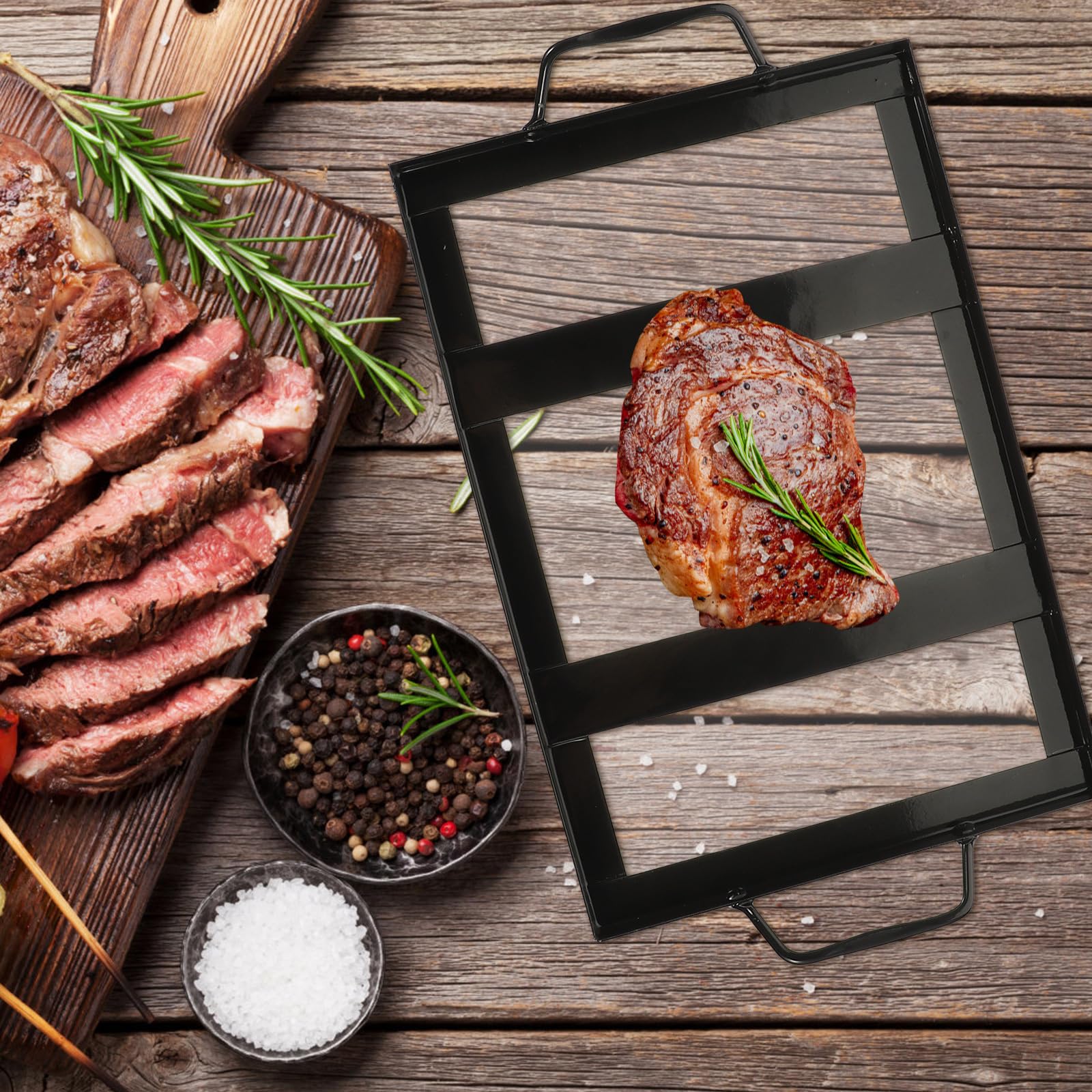YARNOW 8x12 Himalayan Salt Block Holder - Durable Metal Salt Plate Stand for Cooking, Serving & Charcuterie Boards - Perfect for Grilling, Baking & Food Presentation
