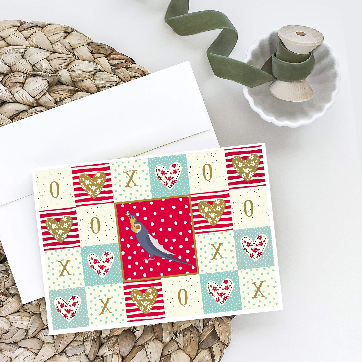 CK5521GCA7P Cockatiel Love Greeting Cards - Pack of 8 Red Blank Note Cards with Envelopes | Whimsical A7 Size 5x7 | Perfect for Birthdays, Thank You Notes & Special Occasions