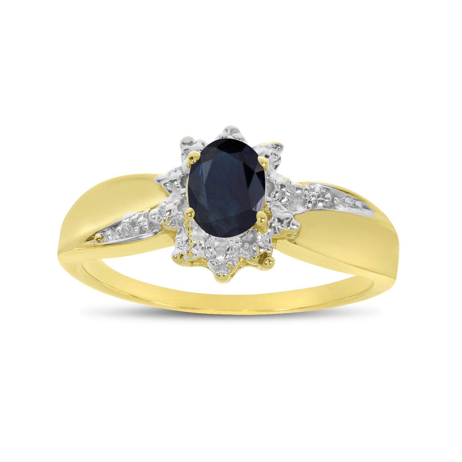 14K Yellow Gold Oval Sapphire and Diamond Ring for Women - Elegant Engagement, Wedding, Anniversary Jewelry Gift