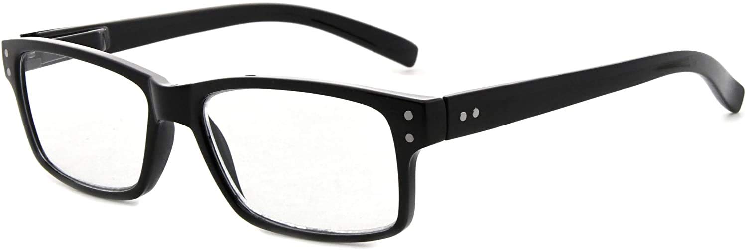 Vintage Spring Hinged Reading Glasses for Men - Classic Black Eyewear with Comfortable Fit | Perfect for Reading Books, Newspapers & Digital Screens