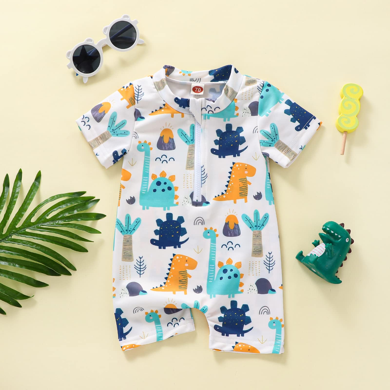 MERSARIPHY Toddler Boys & Girls Rash Guard Swimsuit - UPF 50+ Sun Protection, Quick Dry, Cartoon Print Baby Swimwear for Beach, Pool & Water Play