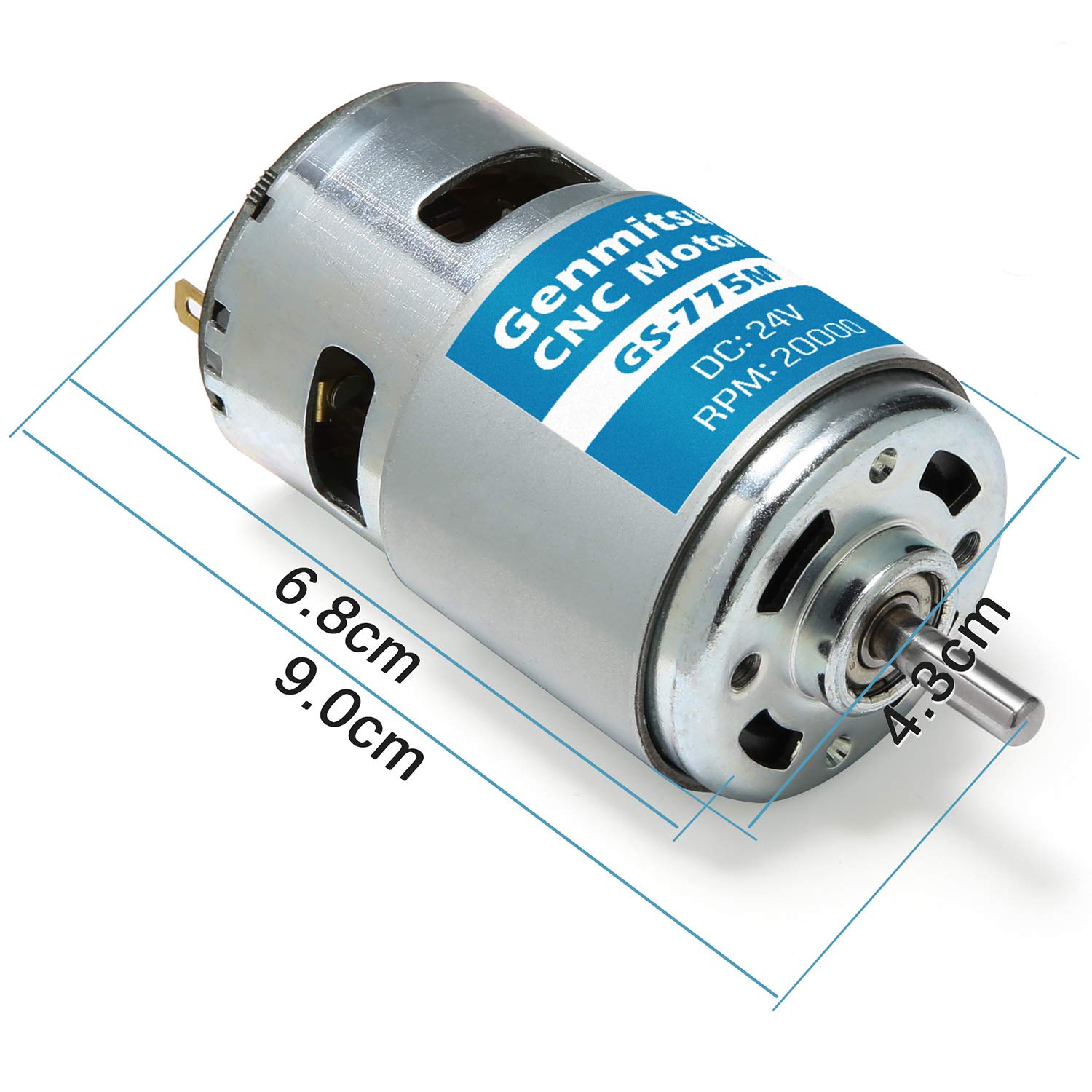 GS-775M 24V DC High Speed Motor 20000RPM - Double Ball Bearing, Low Noise, High Power 775 Motor for DIY Power Tools - Perfect for CNC Machines, 3D Printers, and Robotics Projects