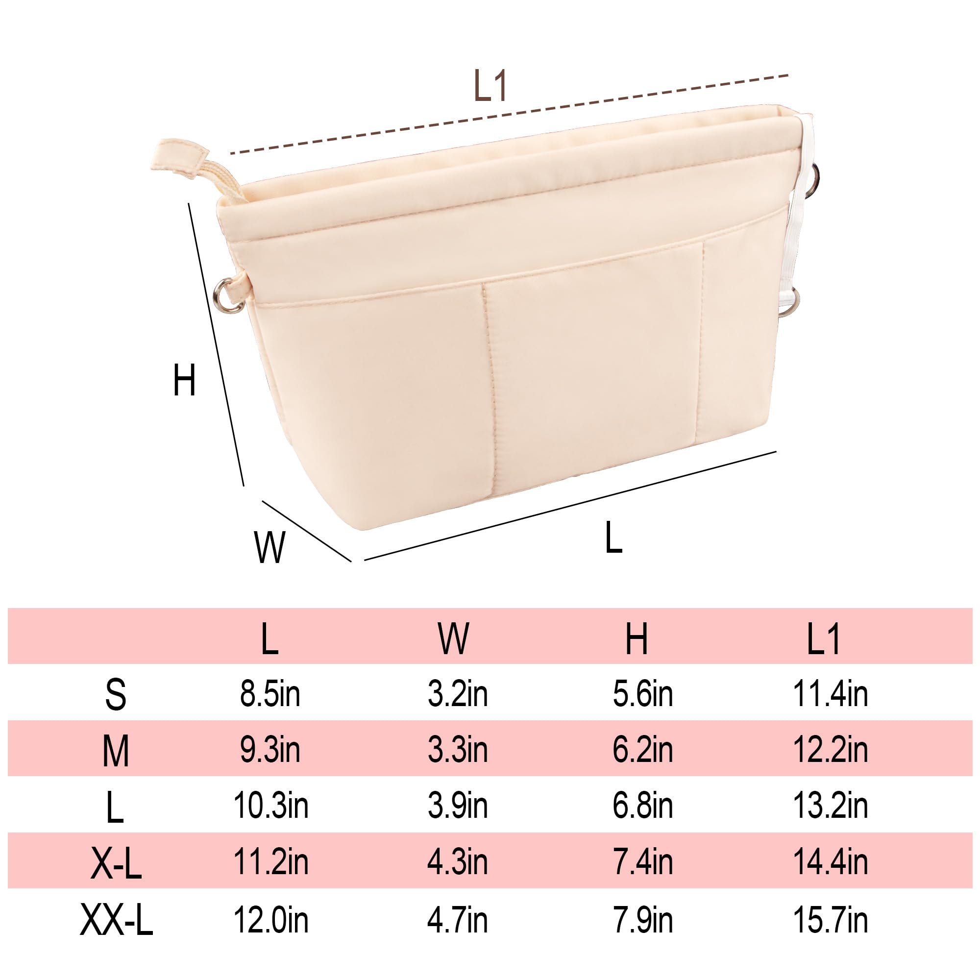 Vercord Premium Nylon Purse Organizer Insert - 13 Pockets Tote Handbag Organizer with Zipper, 5 Sizes (Small to Large) - Perfect for Travel, Work & Everyday Use to Keep Your Bag Neat & Organized