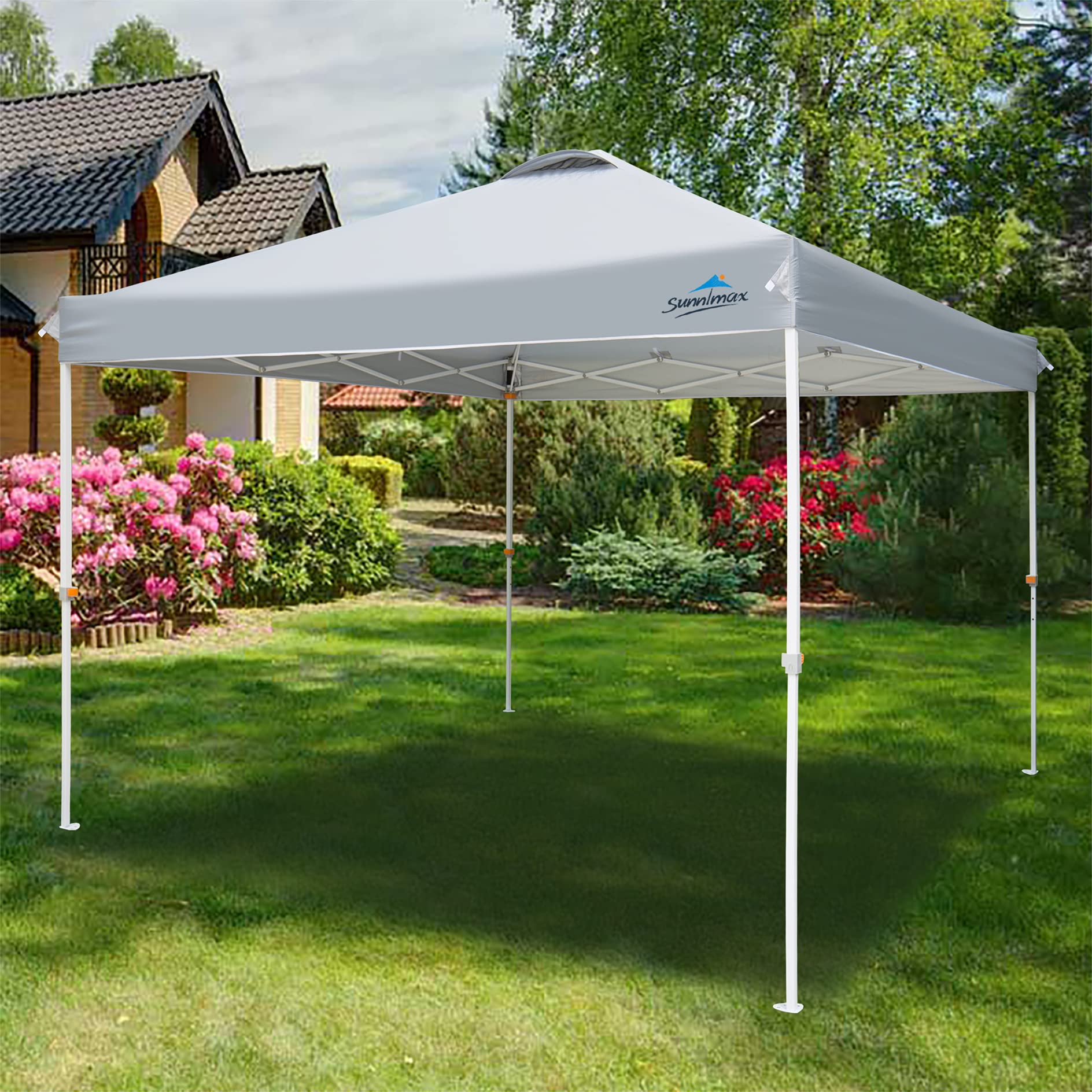 10x10FT Pop Up Canopy Tent - Waterproof Portable Folding Shelter with Roller Bag & 4 Sand Bags - Ideal for Outdoor Parties, Tailgating, Camping & Beach Events (Grey)