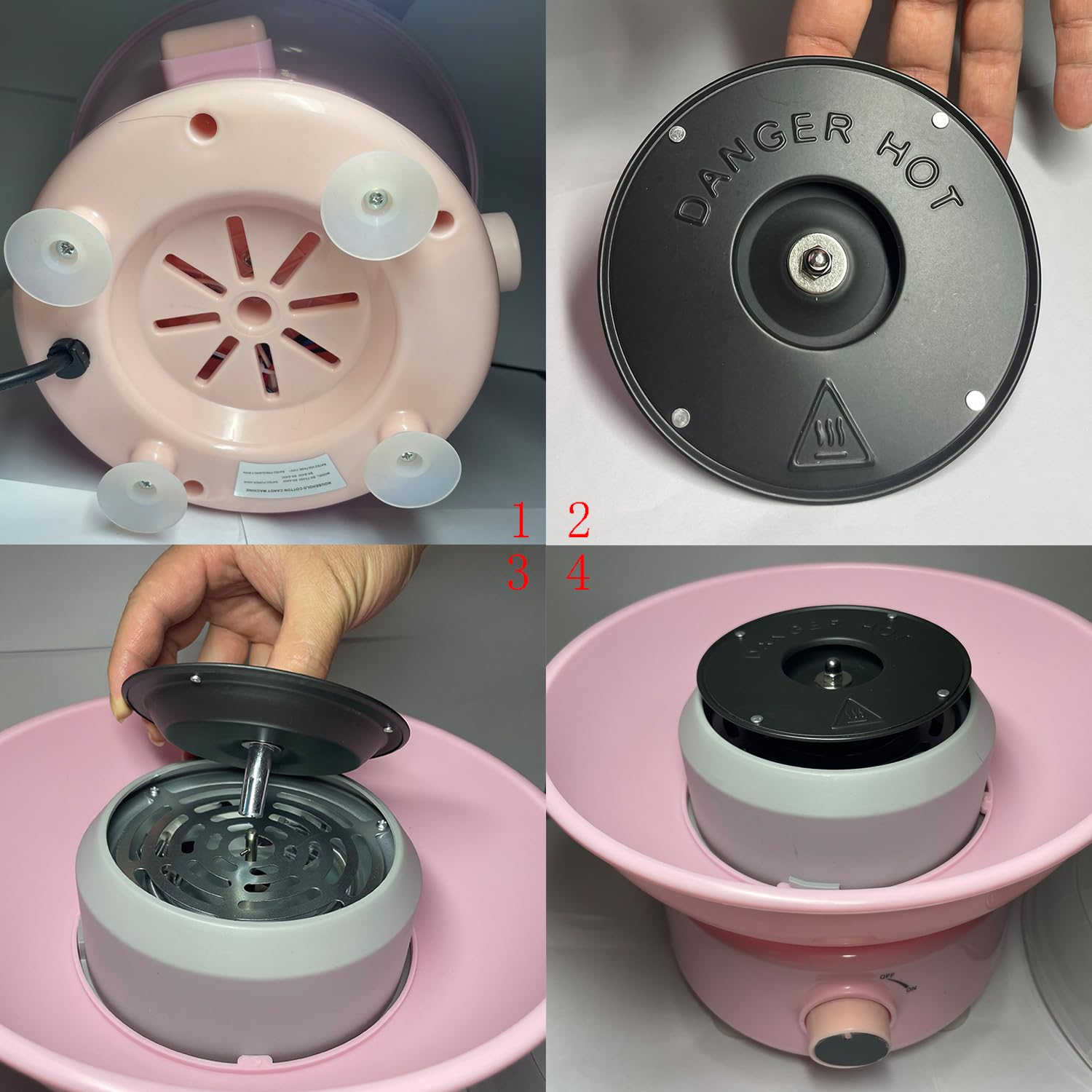 AngelReally Mini Cotton Candy Maker Machine for Kids - Pink Portable Home Candy Floss Maker with 20 Sticks & Sugar Scoop - Perfect for Birthday Parties, Christmas Gifts & Family Gatherings