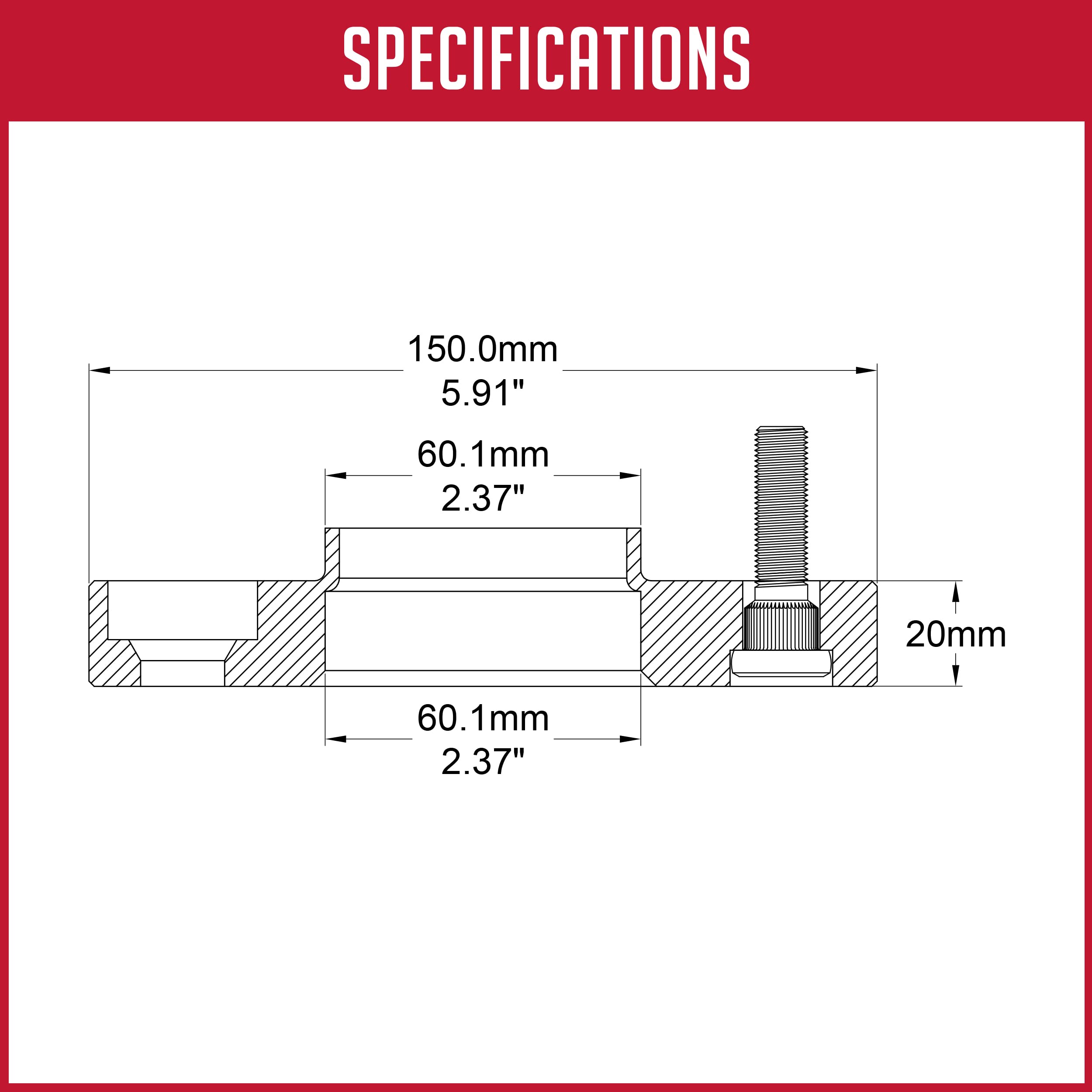 2 Pack Hub Centric Wheel Spacers 5x4.50 to 5x4.50 (5x114.3mm) 60.1mm Center Bore 20mm Thick 1/2x20 Thread - Perfect for Jeep, Ford, Nissan & Aftermarket Wheels Upgrade
