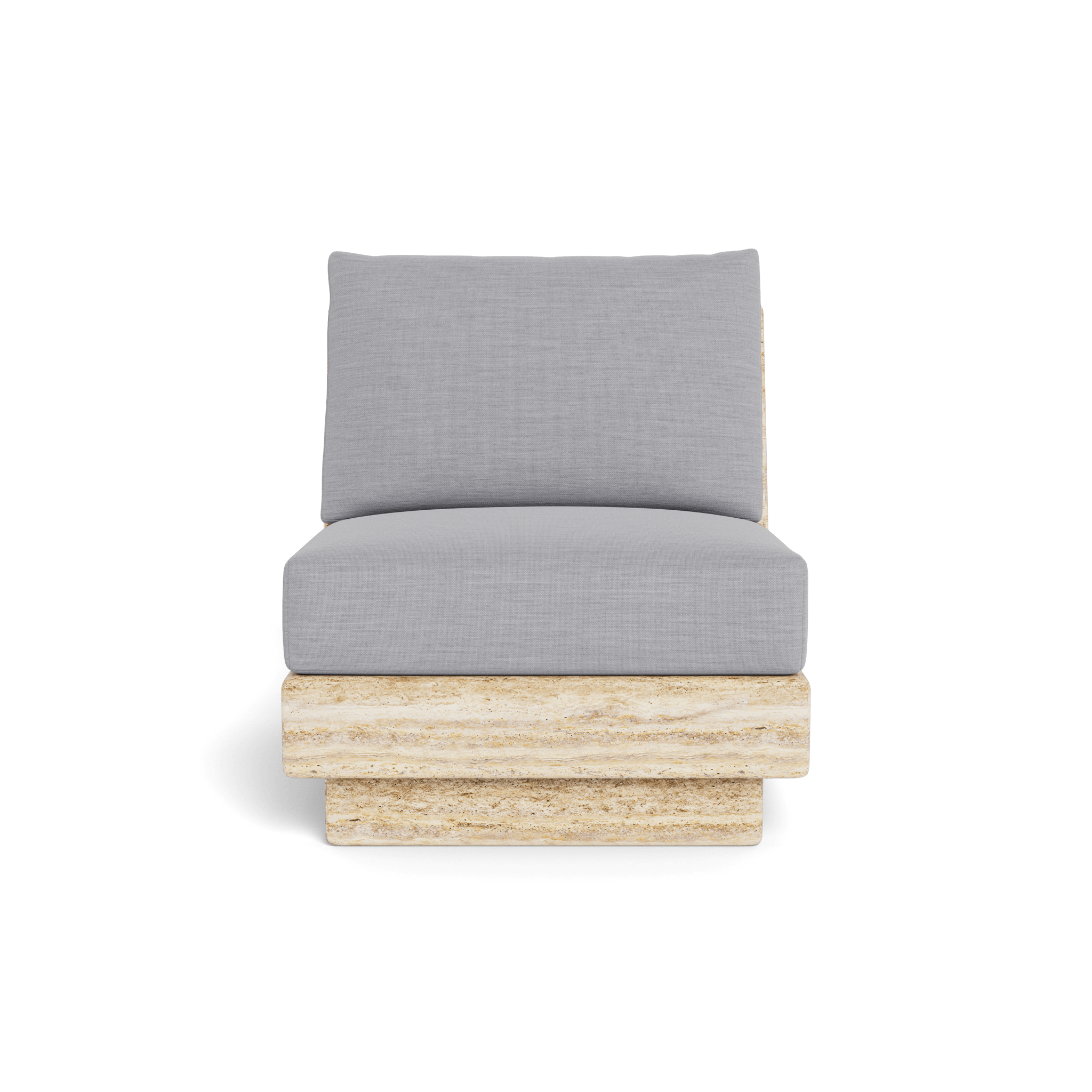 Tulum Travertine Armless Lounge Chair - Modern Outdoor Patio Furniture for Poolside, Garden, and Relaxation