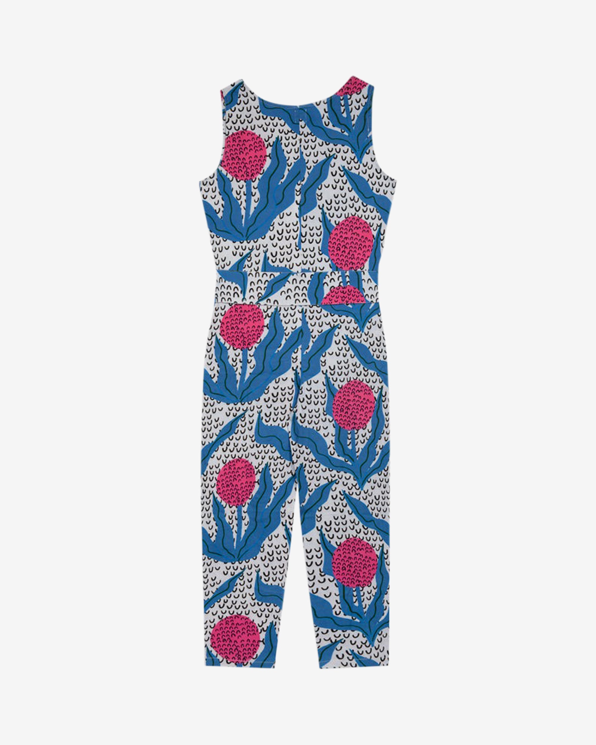 Miss Pompom Averly Sunny Days Jumpsuit - Women's Floral Print Romper with Pockets | Perfect for Beach Vacations, Summer Outings & Casual Wear
