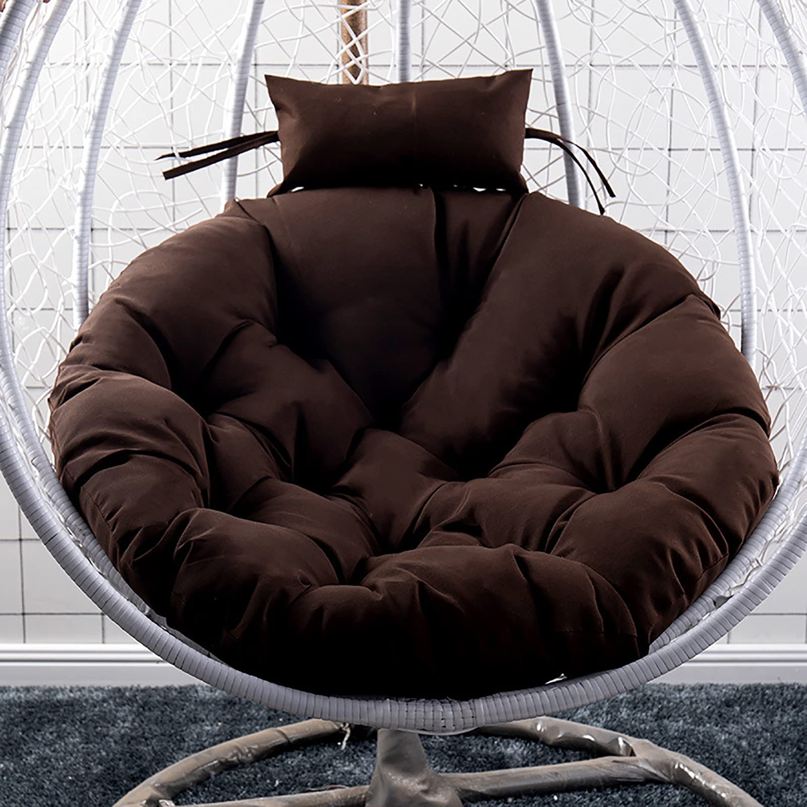 Premium Papasan Chair Cushion - Thickened Non-Slip Swing & Hanging Basket Seat Pad (105cm, Chocolate) - Machine Washable for Indoor/Outdoor Use in Living Room, Patio or Garden