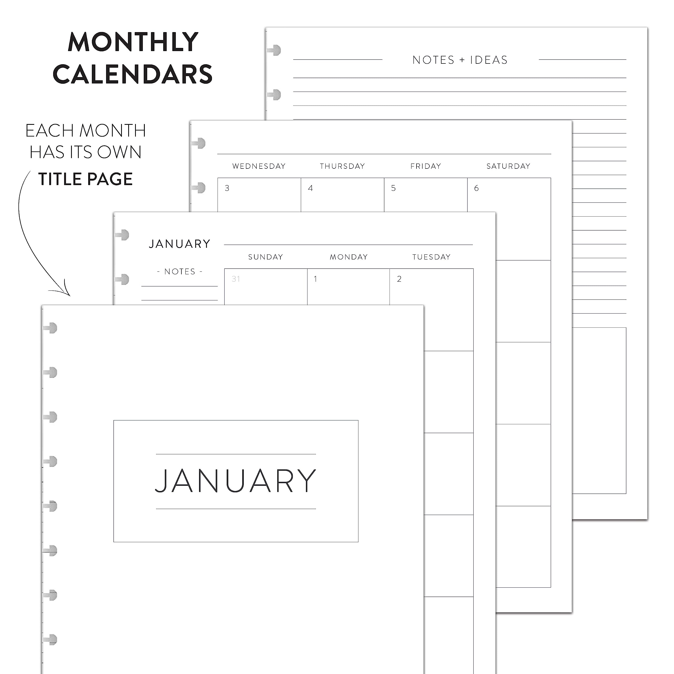 BetterNote July 2025 - June 2026 Academic Planner Refill for Discbound Notebooks - 8.5