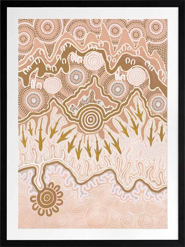 Birrbay Connection Blush Pink Framed Art Print - Modern Wall Decor for Living Room, Bedroom & Office - Perfect Home Decoration Gift