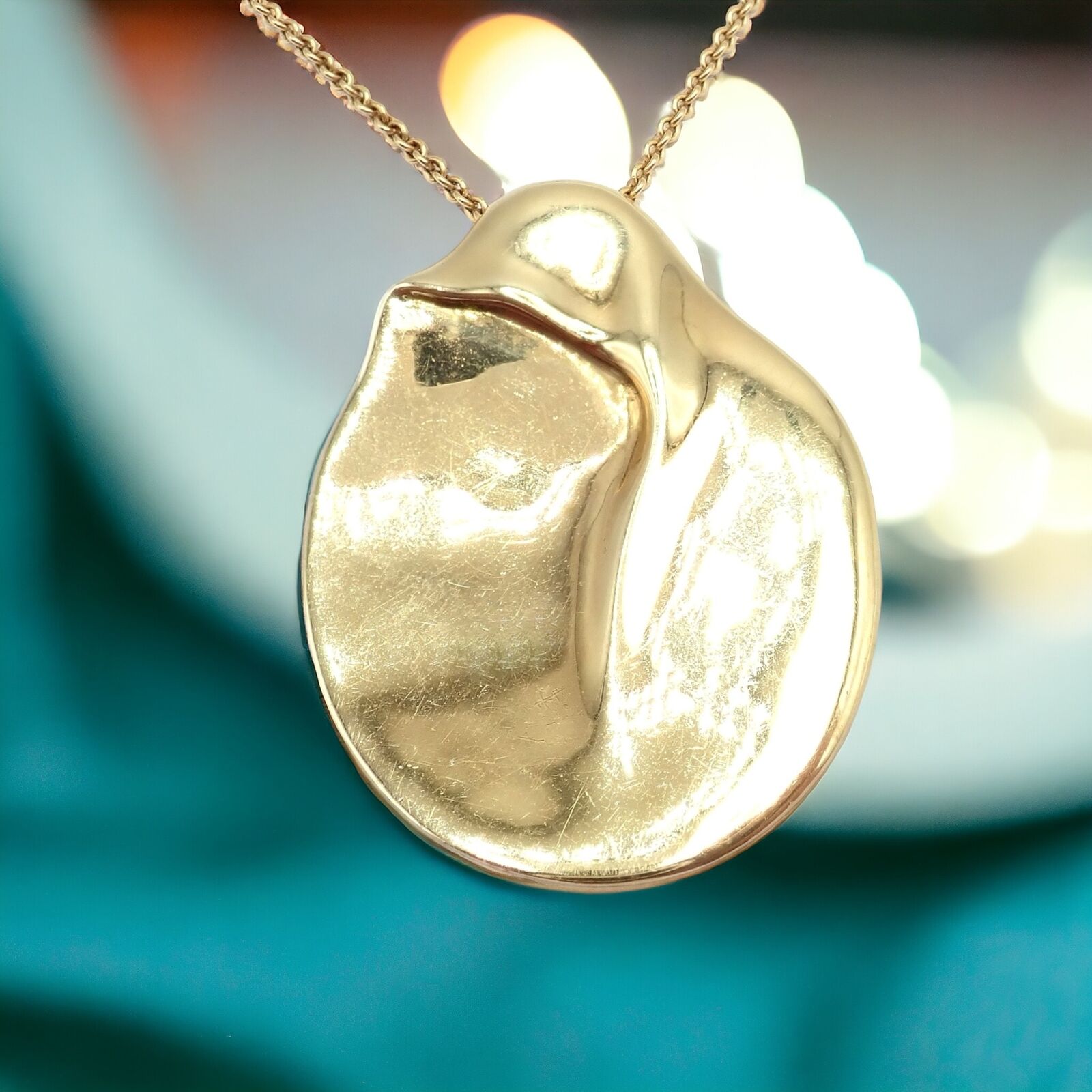 Tiffany & Co Peretti 18k Yellow Gold Madonna Pendant Necklace - Extra Large 30mm - Elegant Jewelry Gift for Women - Perfect for Weddings, Anniversaries & Special Occasions