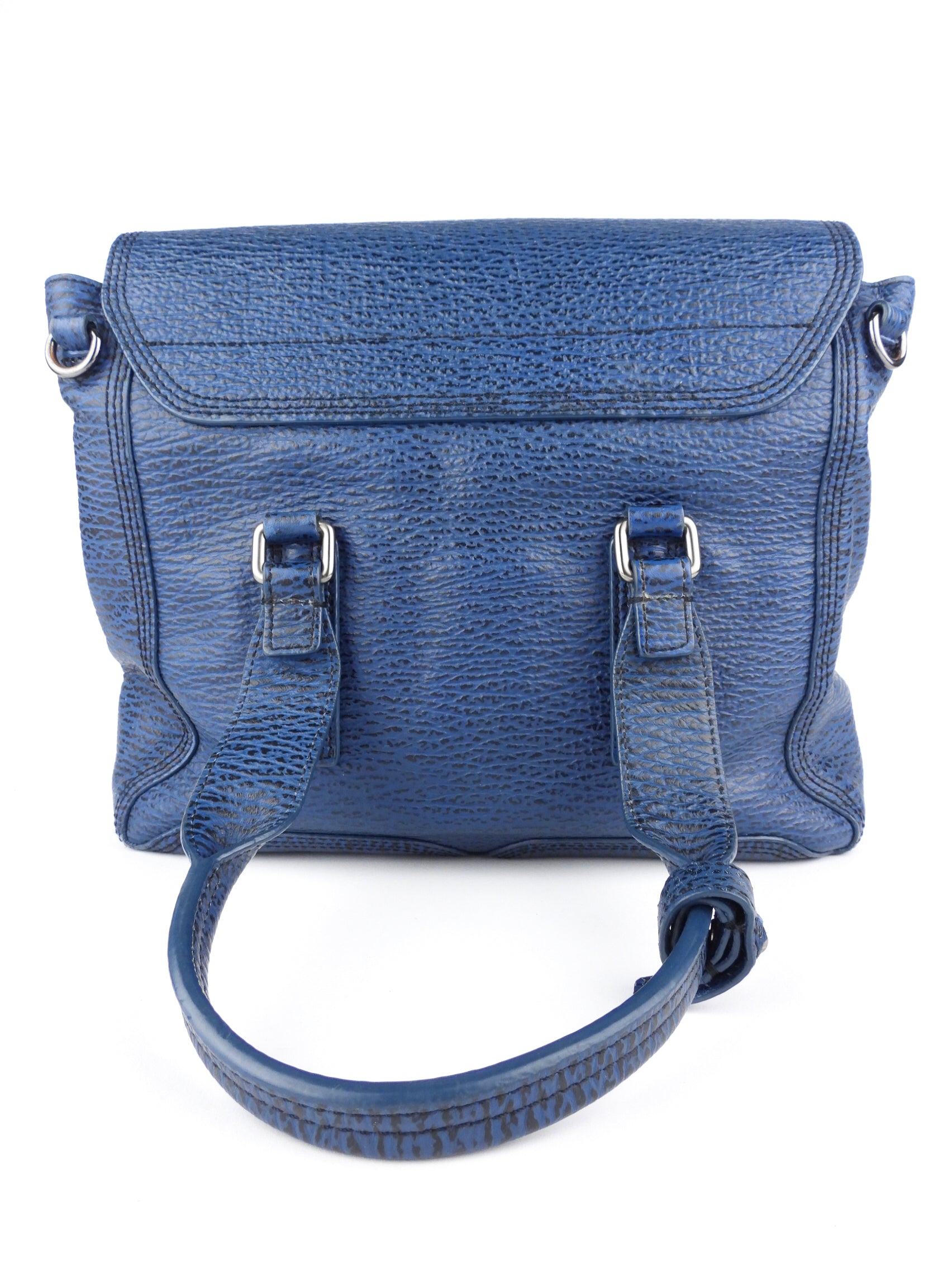 3.1 Philip Lim Blue Grained Leather Pashli Medium Satchel Bag - Stylish Women's Handbag for Work, Travel & Everyday Use