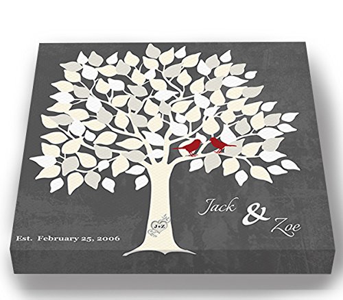 Personalized Wedding Tree Guest Book - MuralMax Unique Canvas Wall Decor for 100-150 Signatures - Gray Color 30x30 - Memorable Bridal Shower Gift for Wedding, Anniversary & Home Decor