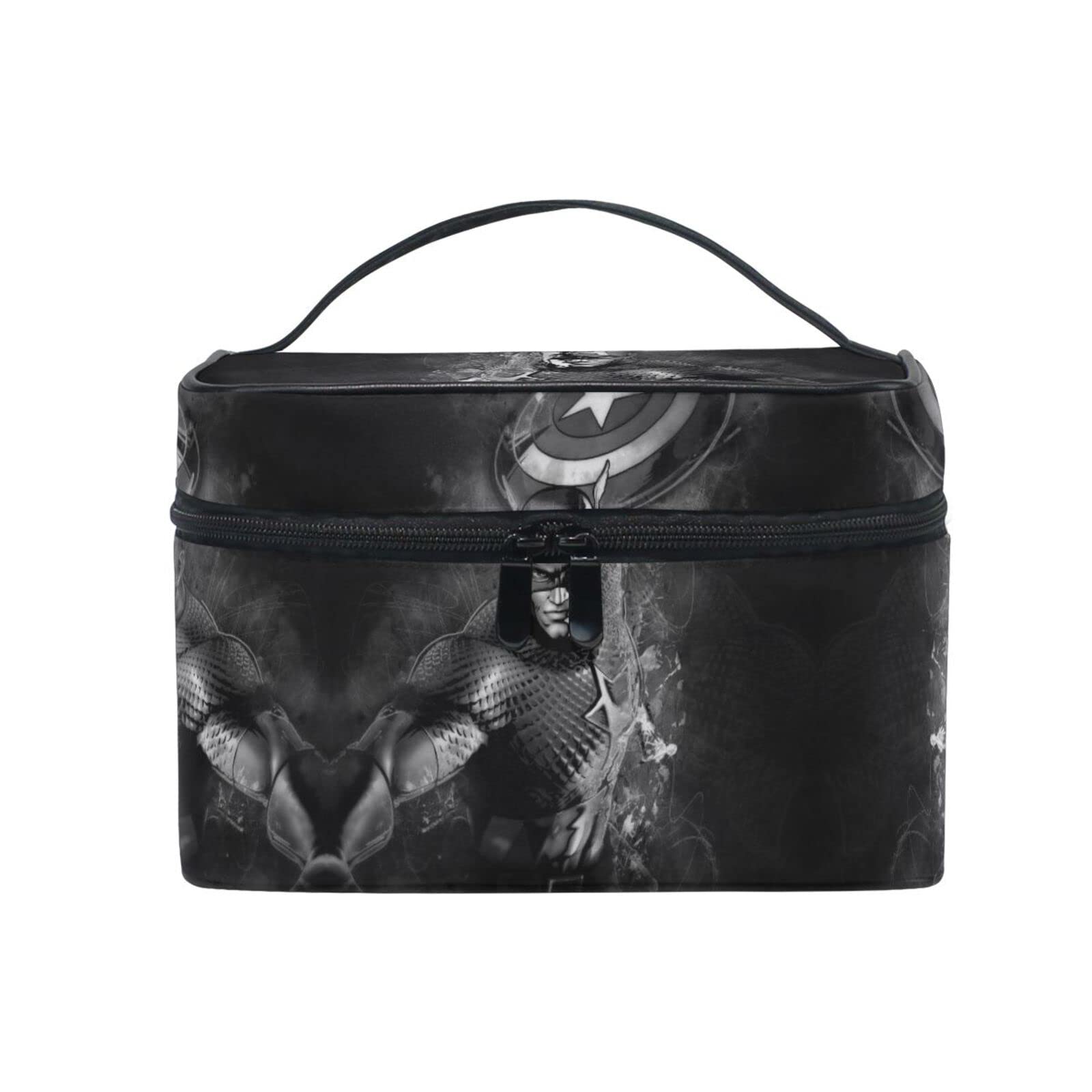 Black Hero Warrior Cosmetic Bag Organizer - Waterproof Zippered Makeup Pouch & Toiletry Case for Women | Travel, Gym, Daily Essentials Storage
