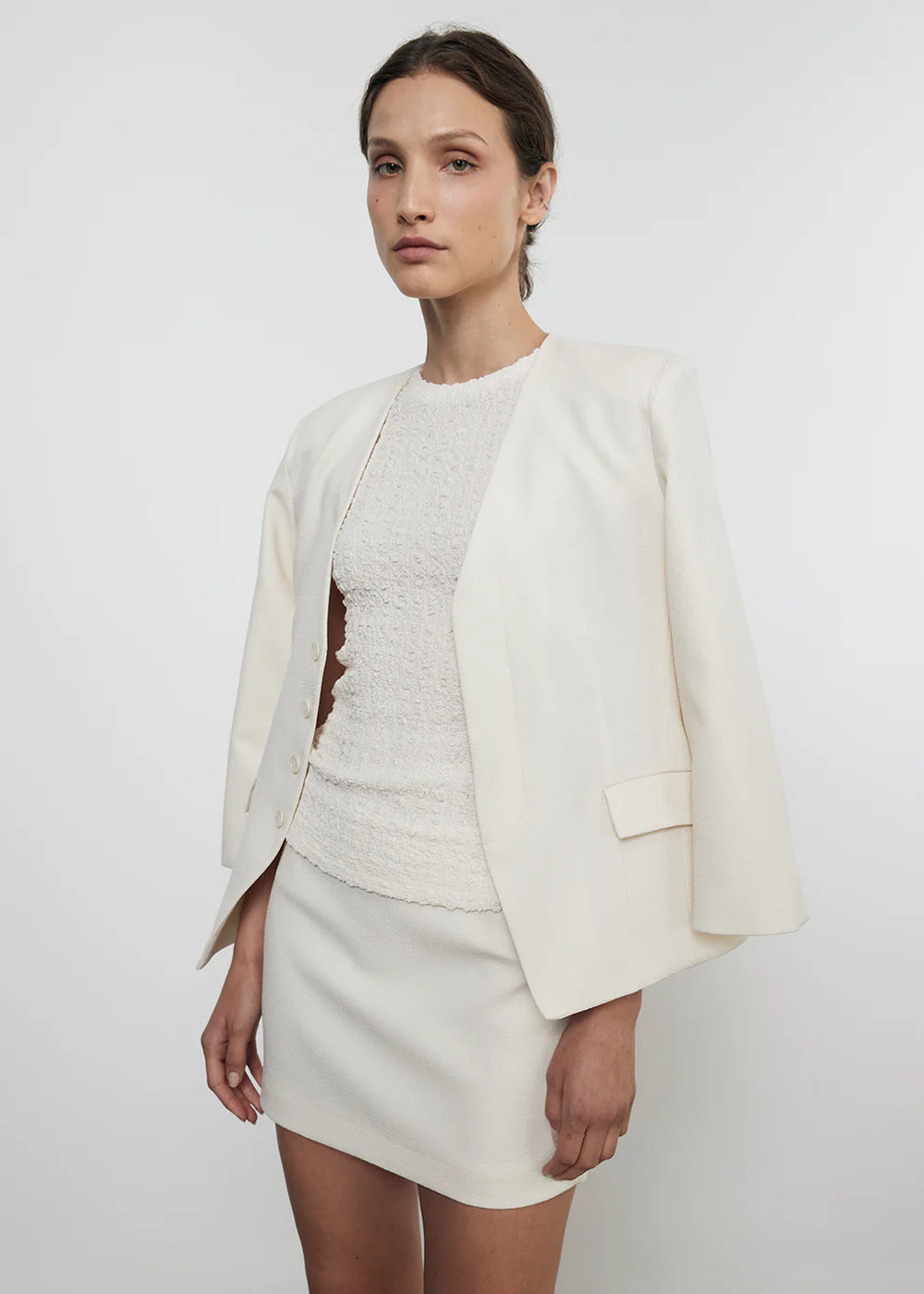 Elegant Cream Crepe City Skirt for Women - Comfortable & Stylish Midi Skirt for Casual Outings, Office Wear & Date Nights