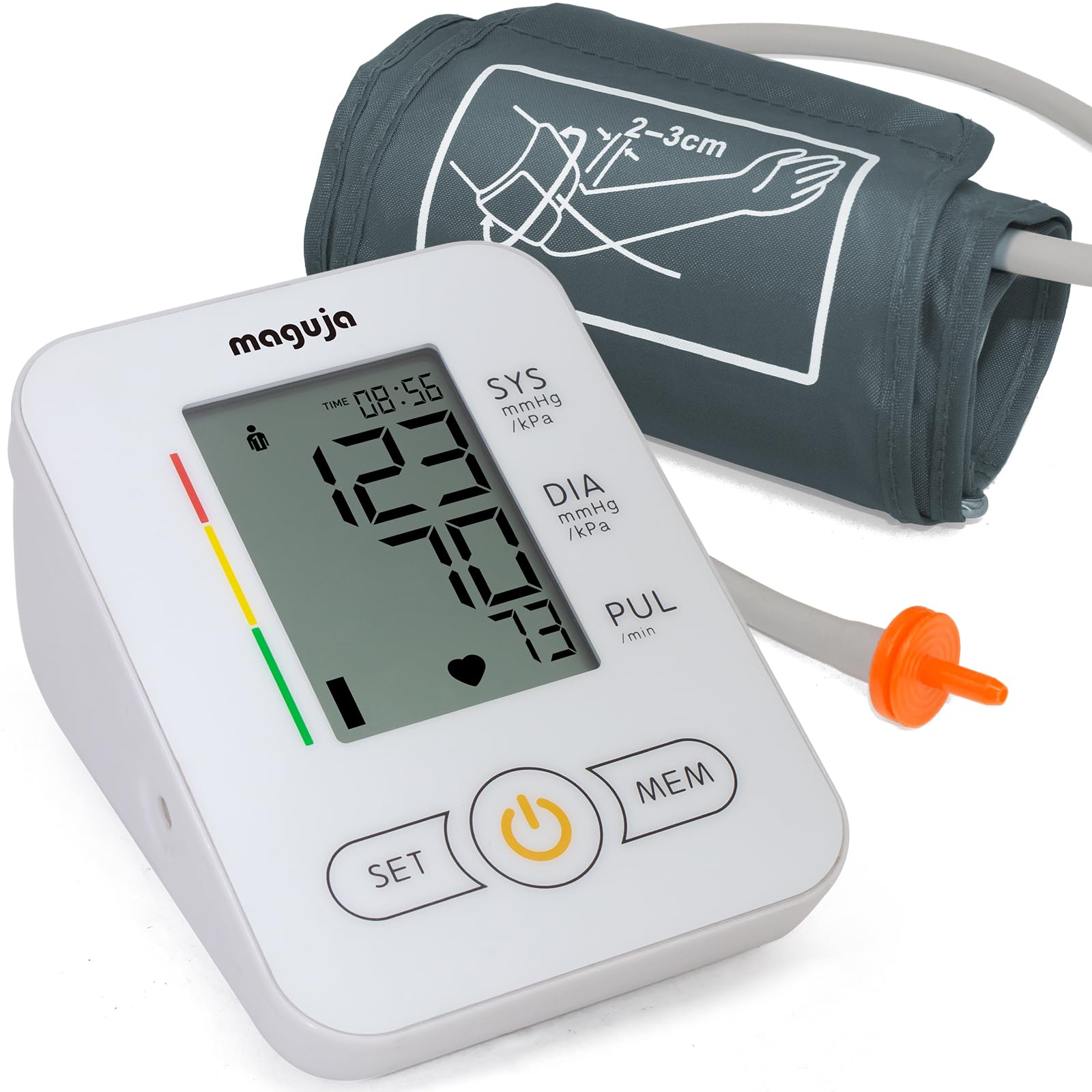 Maguja Automatic Digital Upper Arm Blood Pressure Monitor with Wide Range Cuff & Voice Broadcast - Accurate Home Blood Pressure Machine for Adults (White) - Ideal for Daily Health Monitoring & Hypertension Management