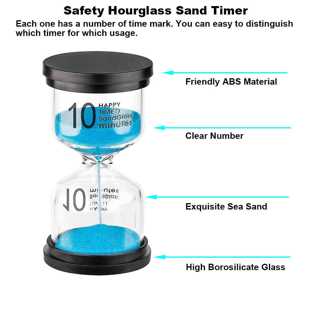 10 Minute Hourglass Sand Timer - Large Blue Plastic Sand Clock for Kids, Games, Classroom & Kitchen Decor | Decorative Sandglass Timer for Time Management, Board Games, Cooking & Home Office