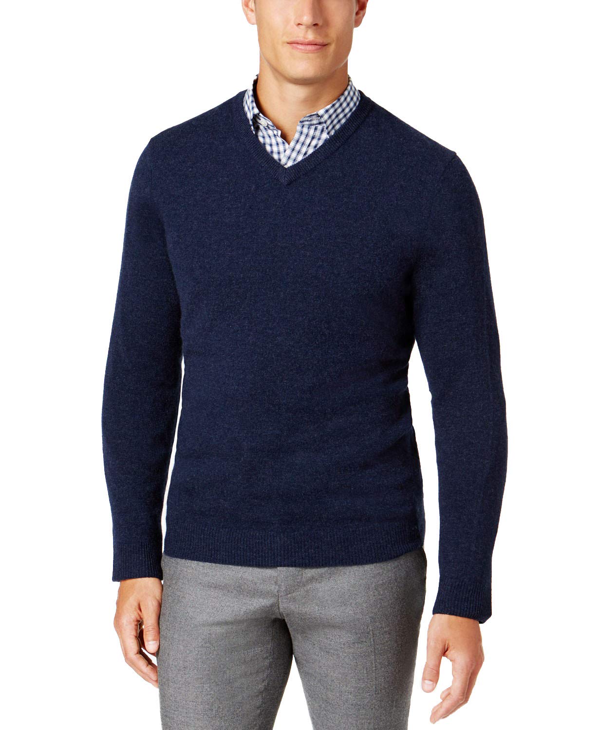 Club Room Men's Cashmere V-Neck Sweater with Ribbed Trim - Soft & Warm Winter Pullover for Office, Date Night & Holiday Outfits