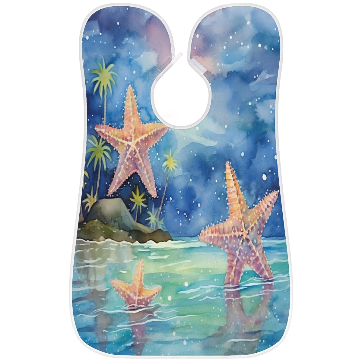 Ocean Starfish Waterproof Beard Shaving Bib for Men - Hair Dye & Makeup Apron, Barber Cape for Haircut & Beard Trimming - Sink Hair Catcher & Grooming Accessory (Perfect for Home Salon & Barber Shops)