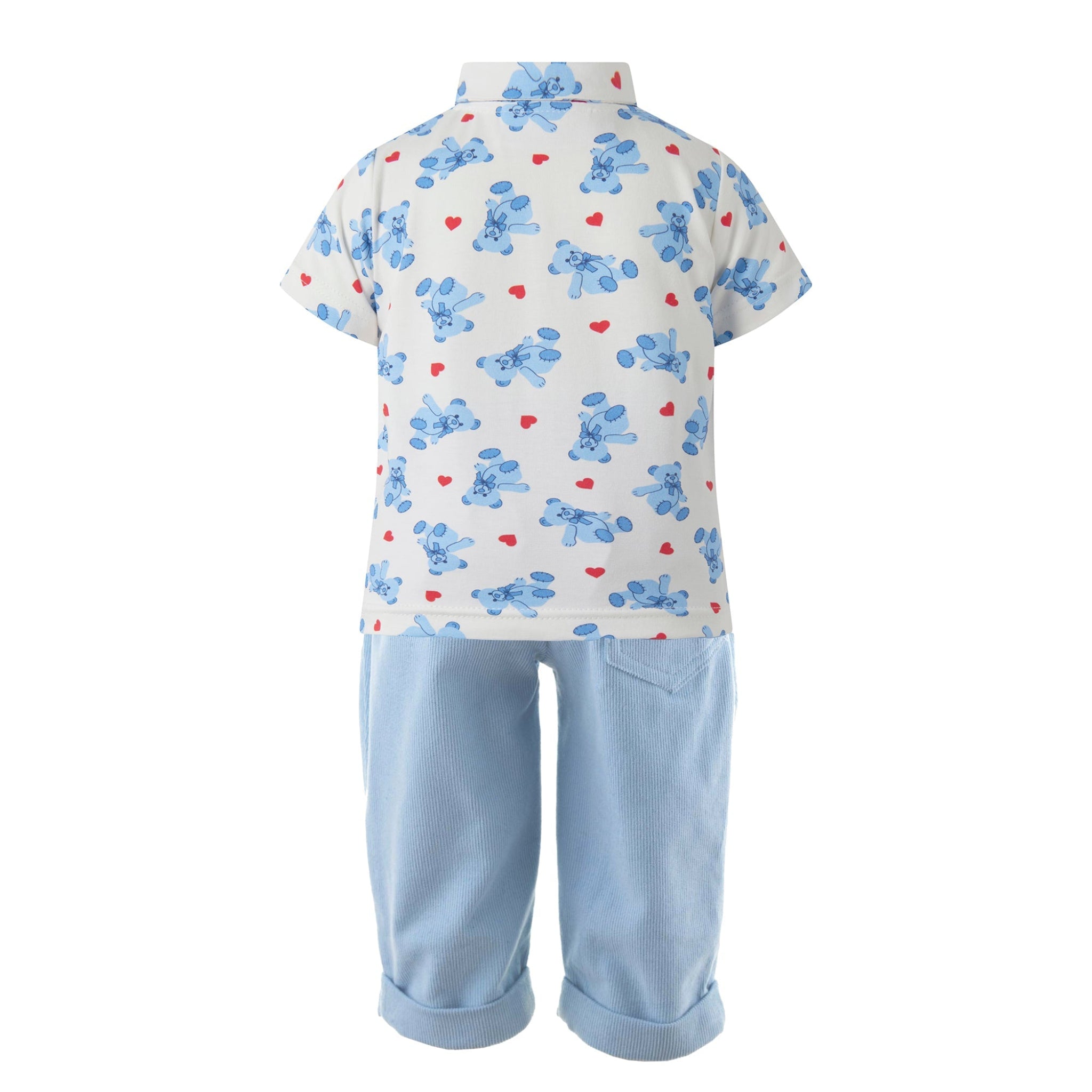 Bear Hearts Men's Polo Shirt & Pull-On Trousers Set - Comfortable Casual Outfit for Work, Golf & Everyday Wear