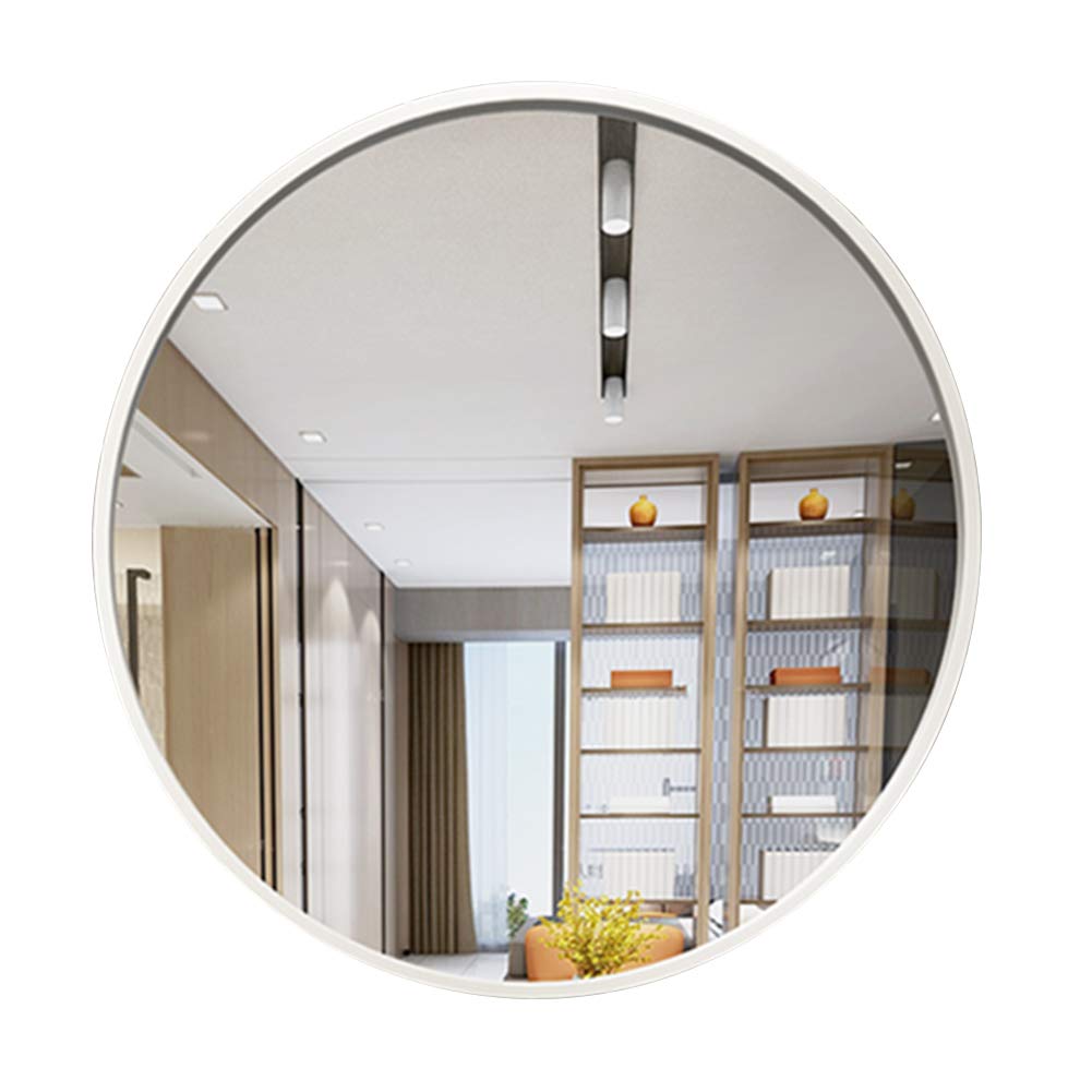 Round Wall-Mounted Bathroom Mirror with Metallic Frame - Large Vanity Mirror for Shaving, Makeup & Magnifying - Perfect for Bedroom, Living Room & Hallway Décor