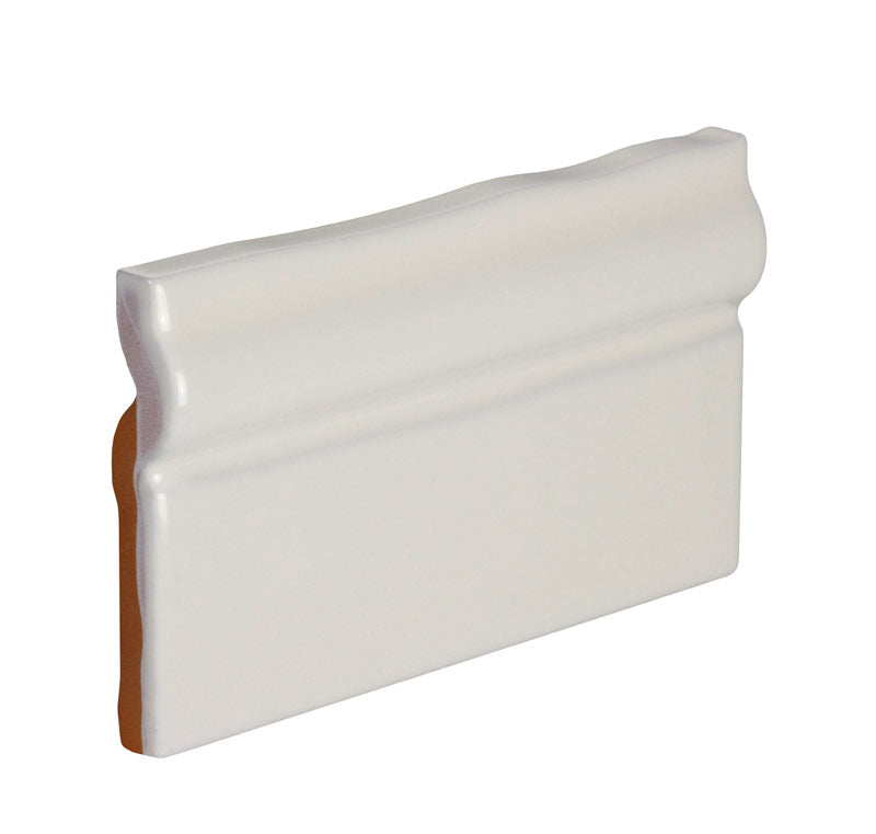 Kakel Mayfair Ivory White Finish Molding 7.5 x 13 cm Smooth Light Wave - Perfect for Bathroom & Kitchen Tile Edging