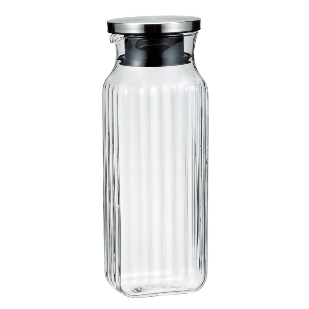 Iwaki Heat Resistant Glass Square Jug - 1L Borosilicate Glass Pitcher for Hot & Cold Beverages - Perfect for Tea, Coffee, Juice & Water - Microwave & Dishwasher Safe