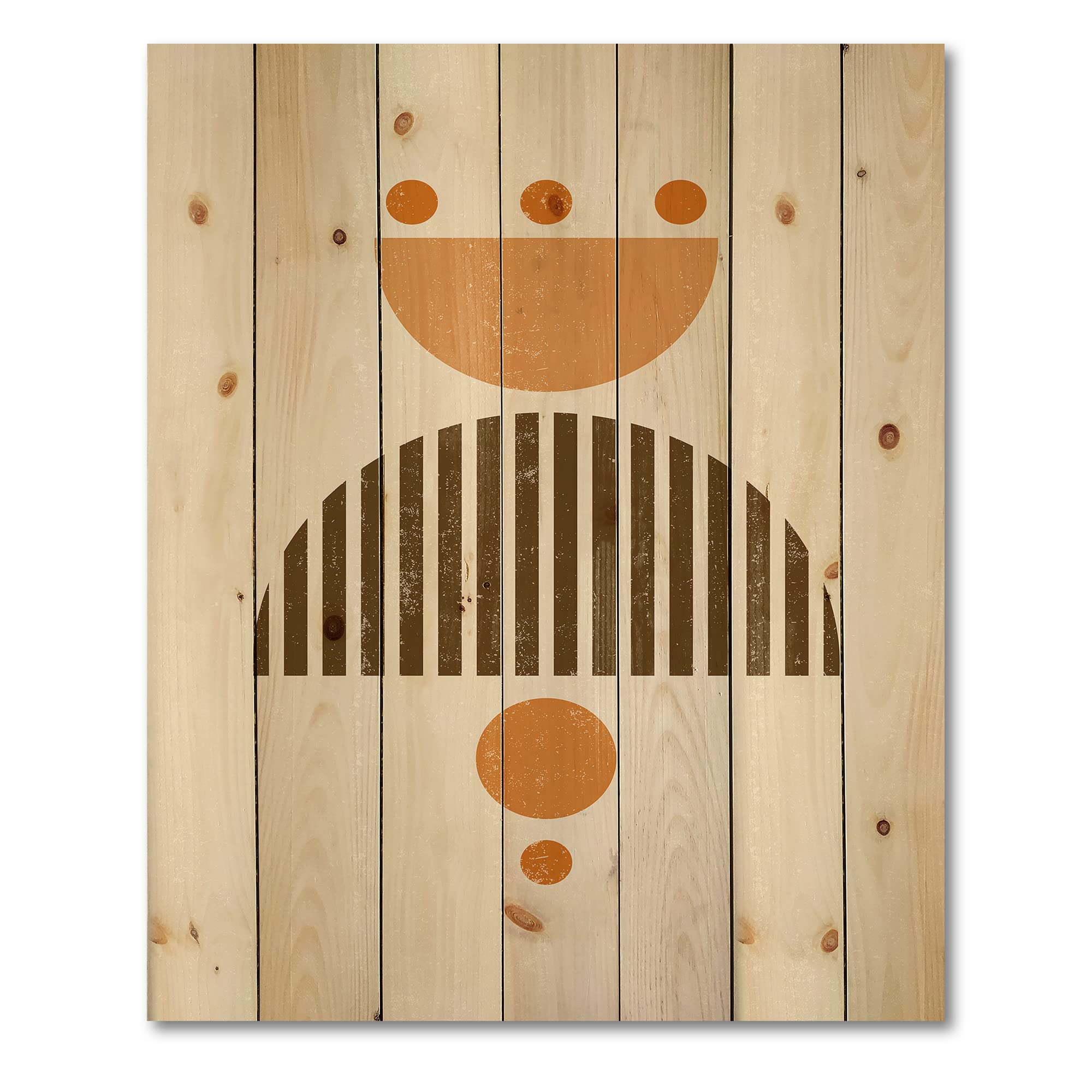 Abstract Minimal Sun and Moon Wood Wall Art - Earth Tones Modern Geometric Wall Decor, Large Pine Wood Panel for Living Room & Bedroom