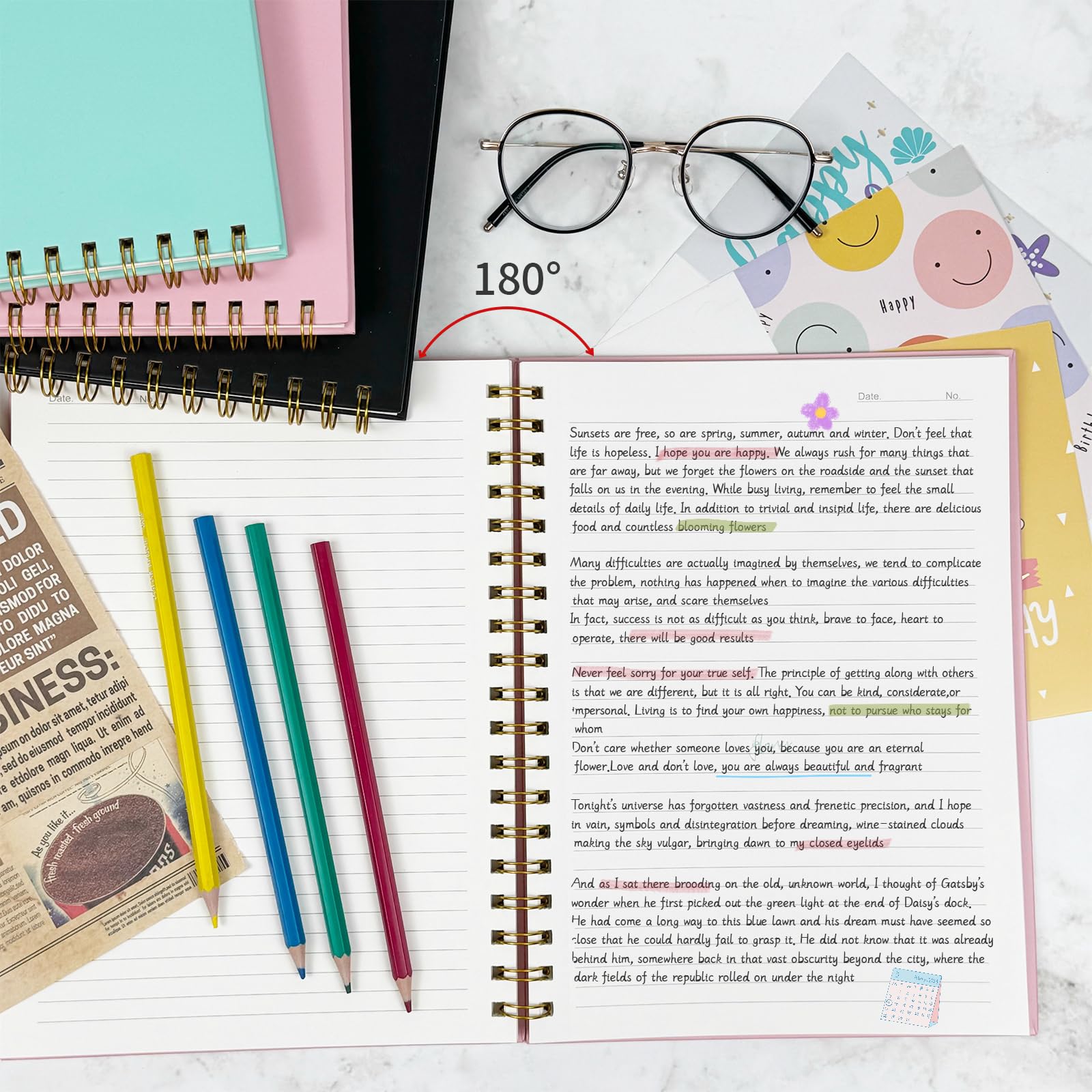 Premium 4-Pack B5 Grid Spiral Notebooks - 7.48