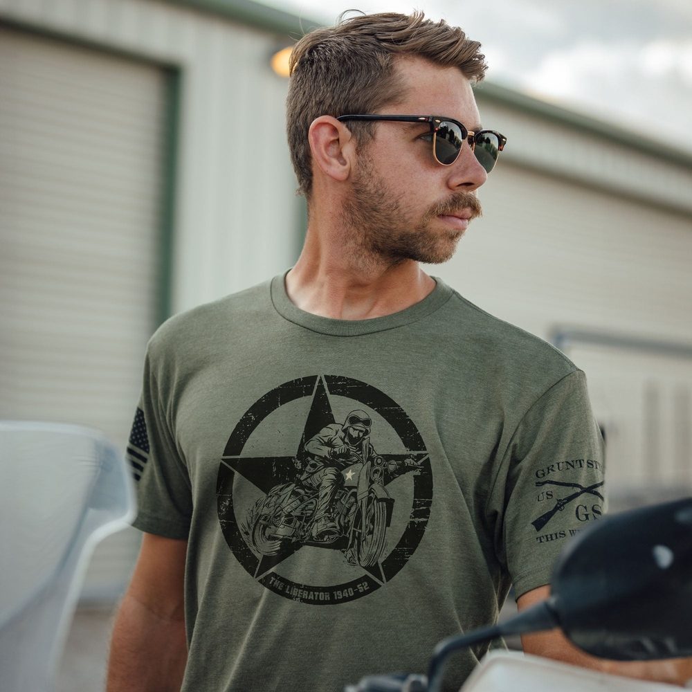 Premium Military Green T-Shirt for Men & Women | Comfortable Cotton Tee | The Liberator Brand | Perfect for Casual Wear, Outdoor Activities & Military Enthusiasts