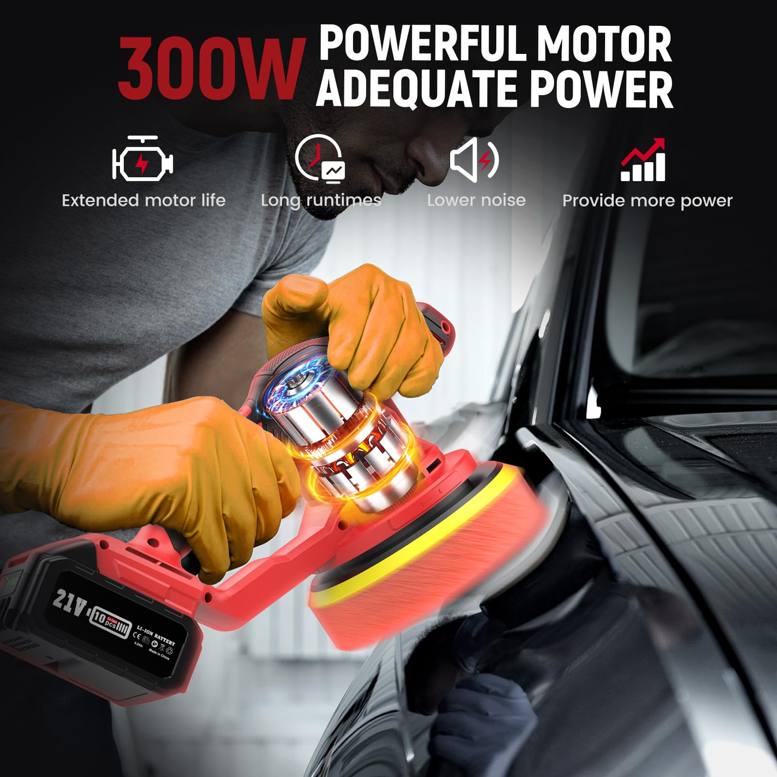 **Upgraded Cordless Polisher with 2x4.0Ah Batteries – 6-Speed Adjustable (5500 RPM) – Car Buffer & Waxing Kit for Auto Detailing, Boat Sanding & Polishing – Includes Tool Bag (Perfect for DIY Car Care & Marine Maintenance)**