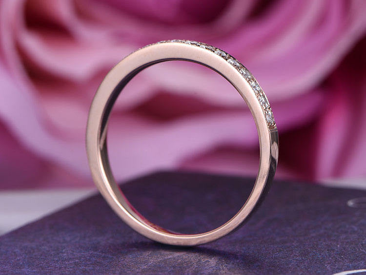 14K White Gold Petite Moissanite Half Eternity Wedding Band - Matching Anniversary Promise Ring Set for Women, Perfect for Bridal Jewelry, Engagement Gift & Romantic Occasions