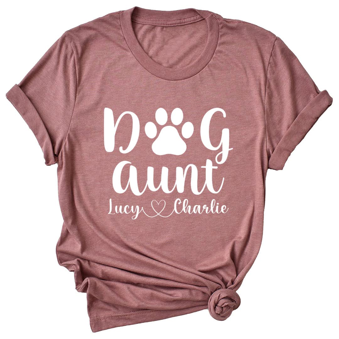 Personalized Dog Aunt T-Shirt Custom with Your Dog's Name - Cute Gift for Dog Lovers & Pet Owners - Perfect for Birthdays, Holidays & Dog-Themed Parties