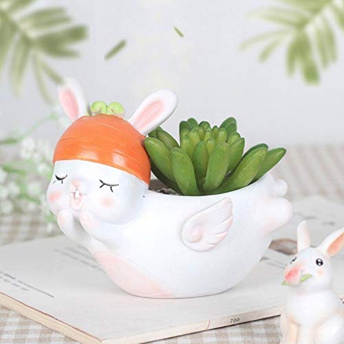 MoYek Cute Cartoon Animal Shaped Succulent Planter - Sleepwalking Angel Flower Pot for Home Decor, Office Desk & Garden Plant Display (Color: B)