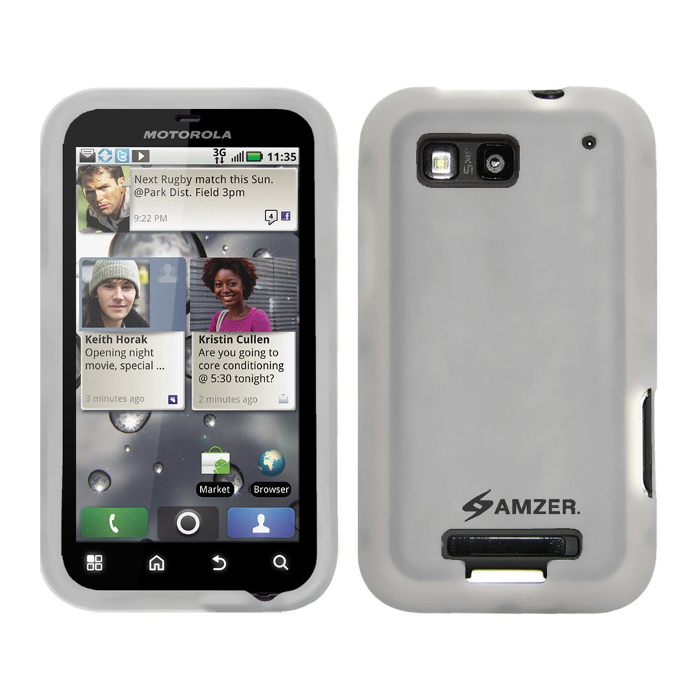 Amzer Silicone Case for Motorola DEFY MB525 - Clear White for Daily Protection