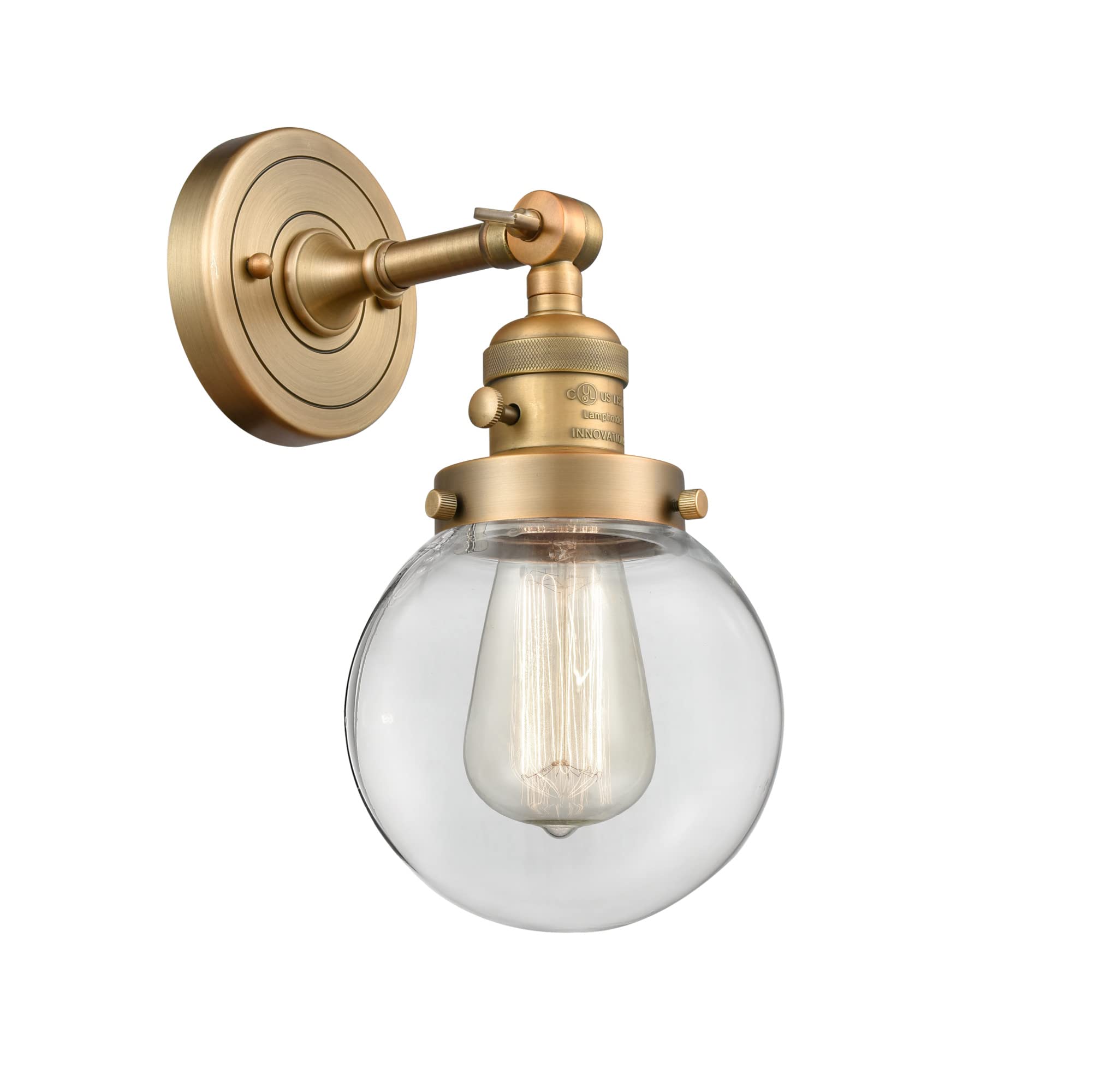 Innovations 203SW-BB-G202-6 Brushed Brass Wall Sconce Light Fixture with High-Low-Off Switch - Perfect for Bedroom, Hallway, and Living Room Lighting