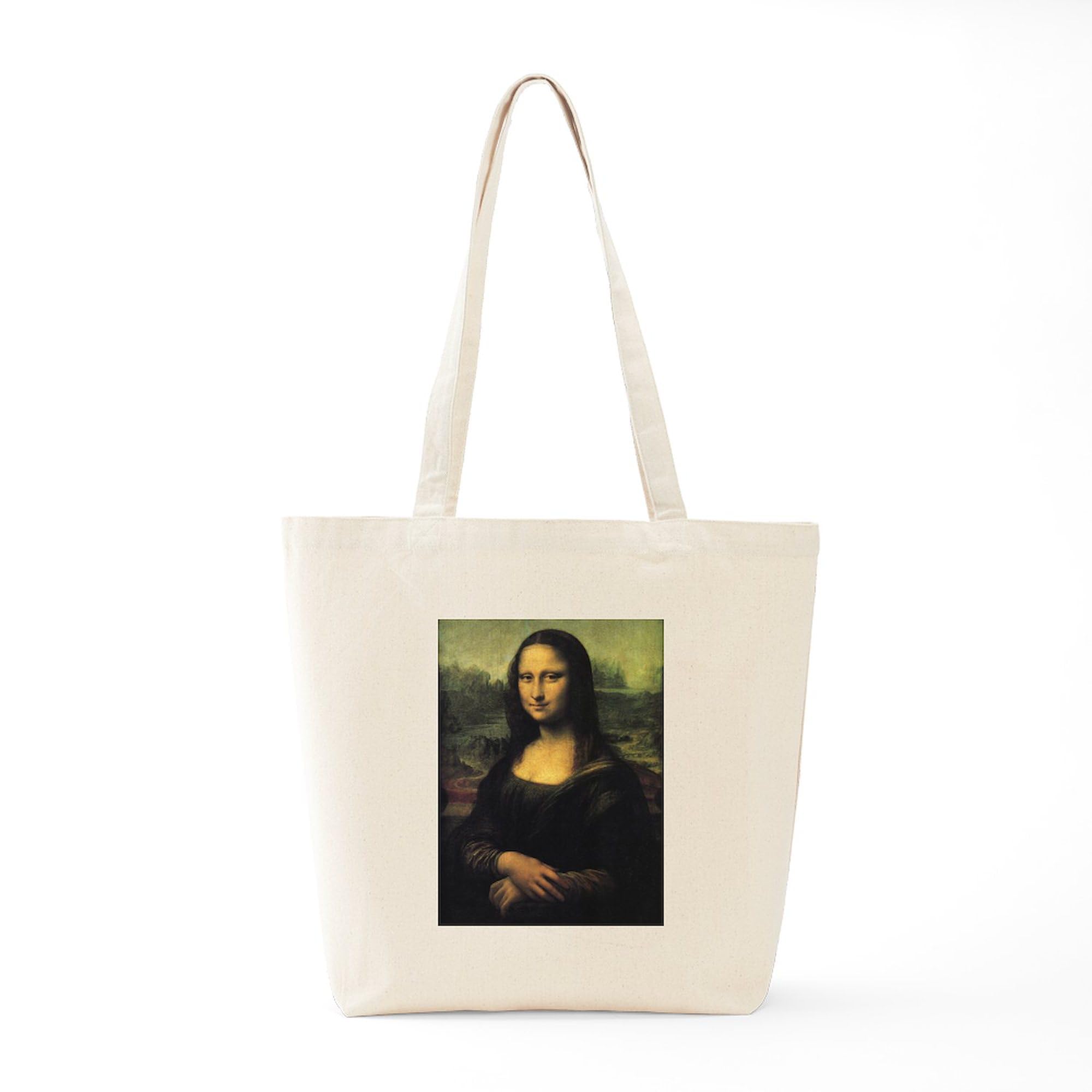 Mona Lisa Tote Bag - Natural Canvas Reusable Shopping Bag for Women & Men | Eco-Friendly Grocery Tote for Work, Beach & Daily Use