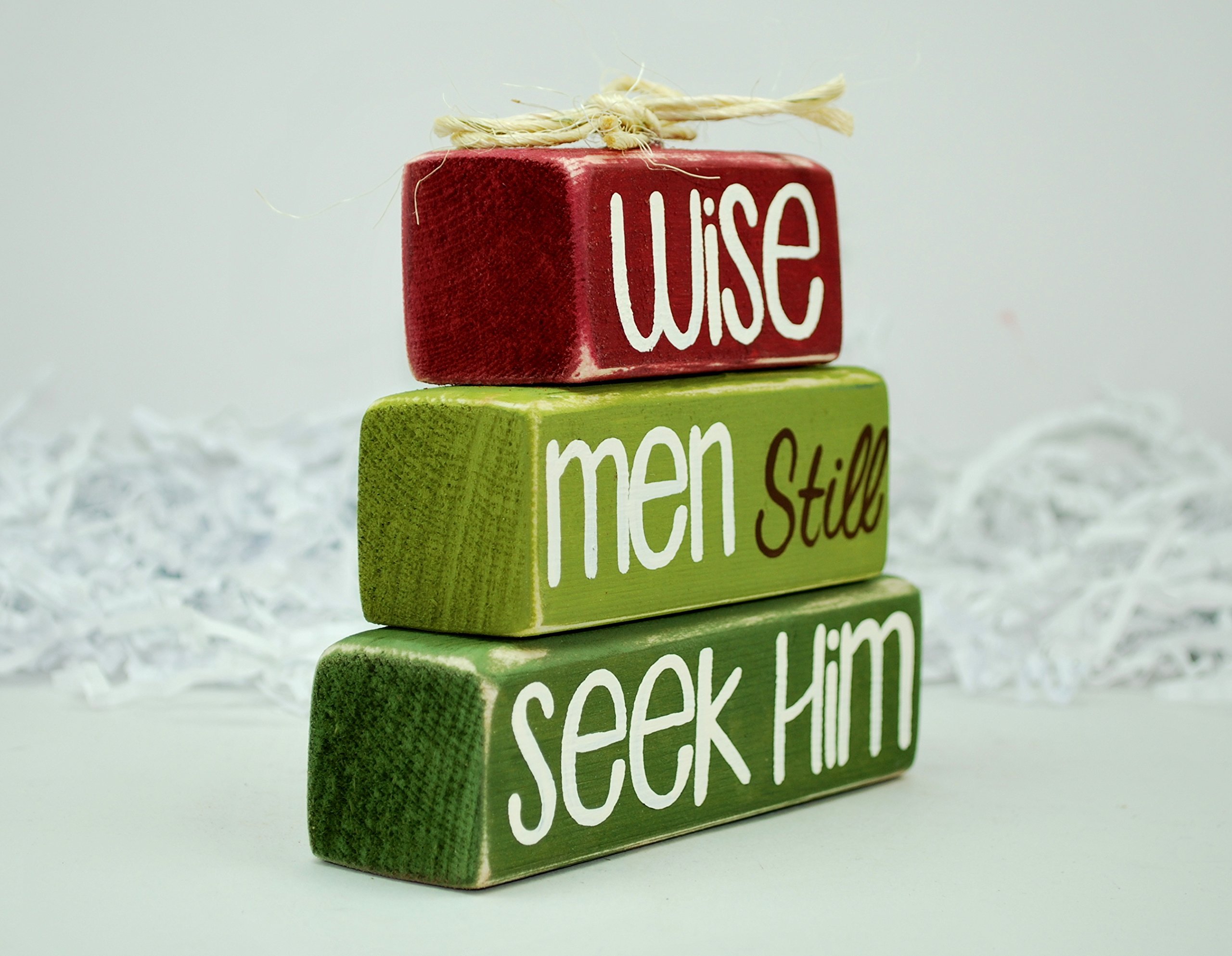 Wise Men Still Seek Him Christmas Wooden Block Shelf Sitter - Nativity Scene Decor for Holiday Mantel, Tabletop or Bookshelf - Perfect for Christmas Home Decor and Gift Giving